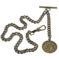 Albert Chain Bronze Color Pocket Watch Chain Fob Chain with Alexander The Great Medal Fob T Bar Swivel Clasp AC193