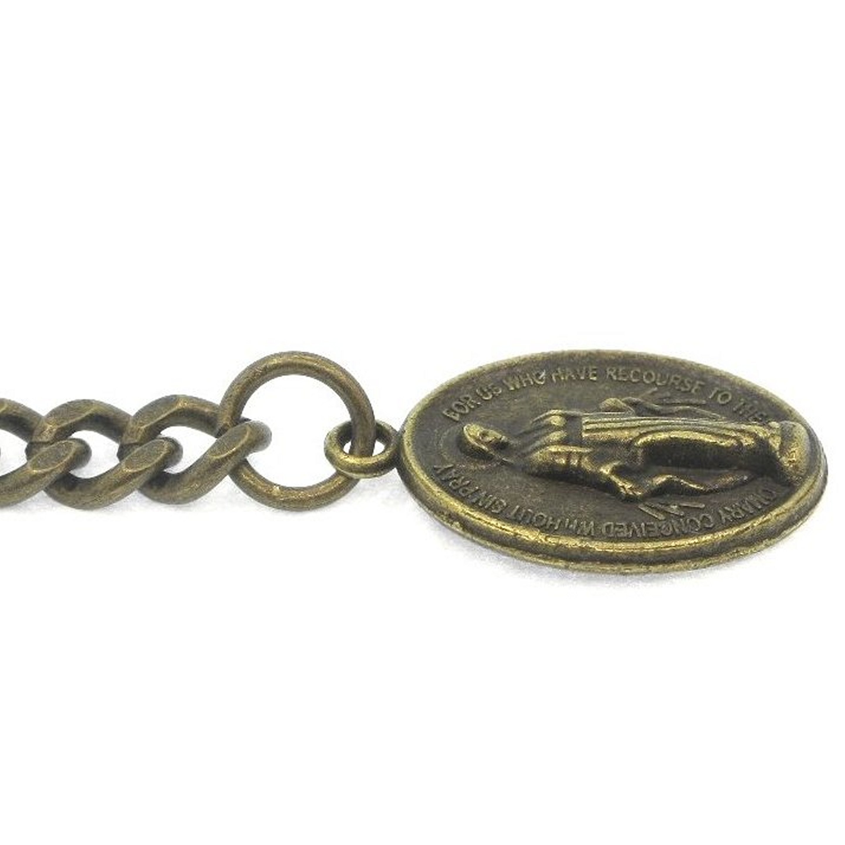 Albert Chain Bronze Color Pocket Watch Chain Fob Chain for Men with Saint Mary Medal Fob T Bar Swivel Clasp AC196