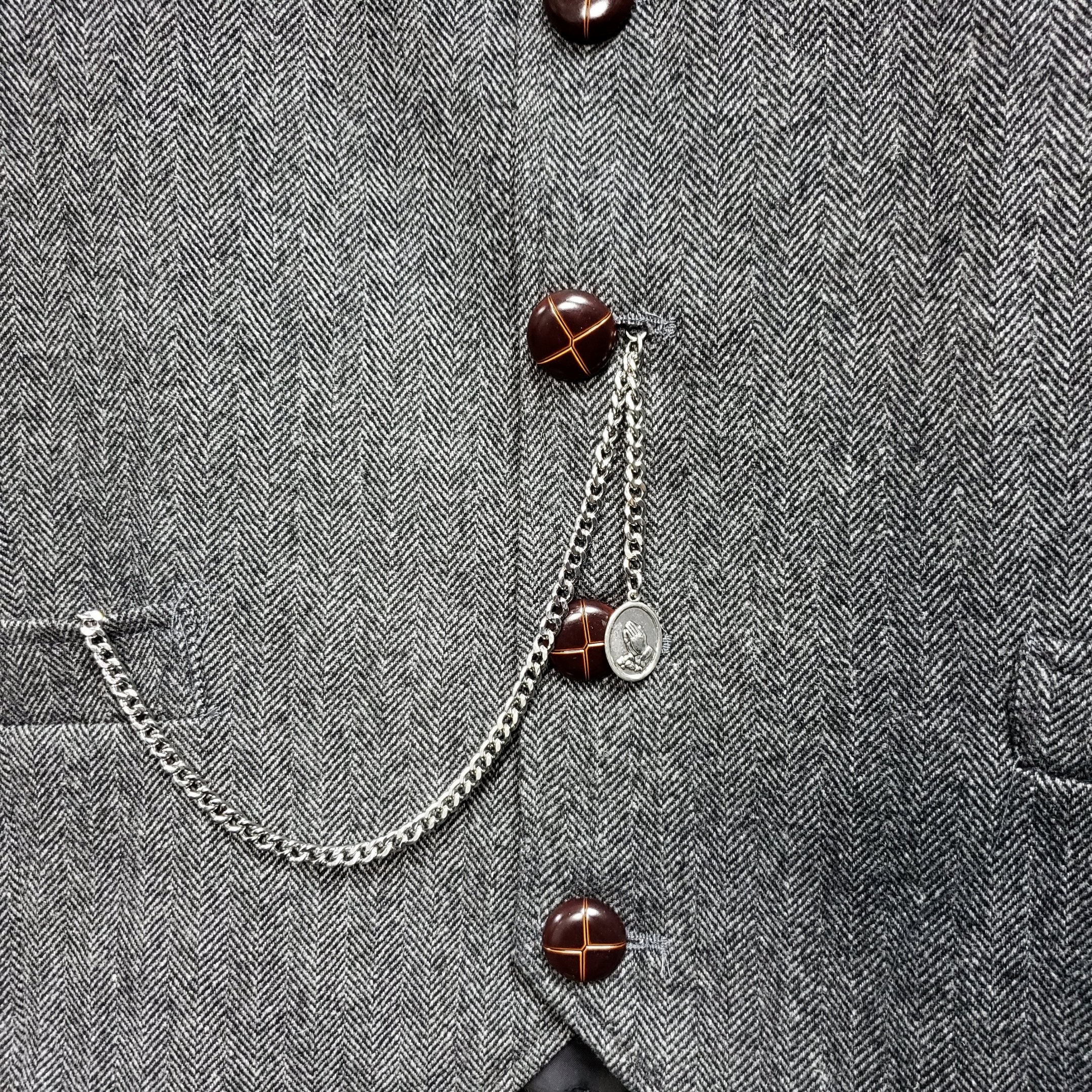 Albert Chain Silver Color Pocket Watch Chain Fob Chain Saint Anthony Medal Fob with T Bar Swivel Clasp AC197