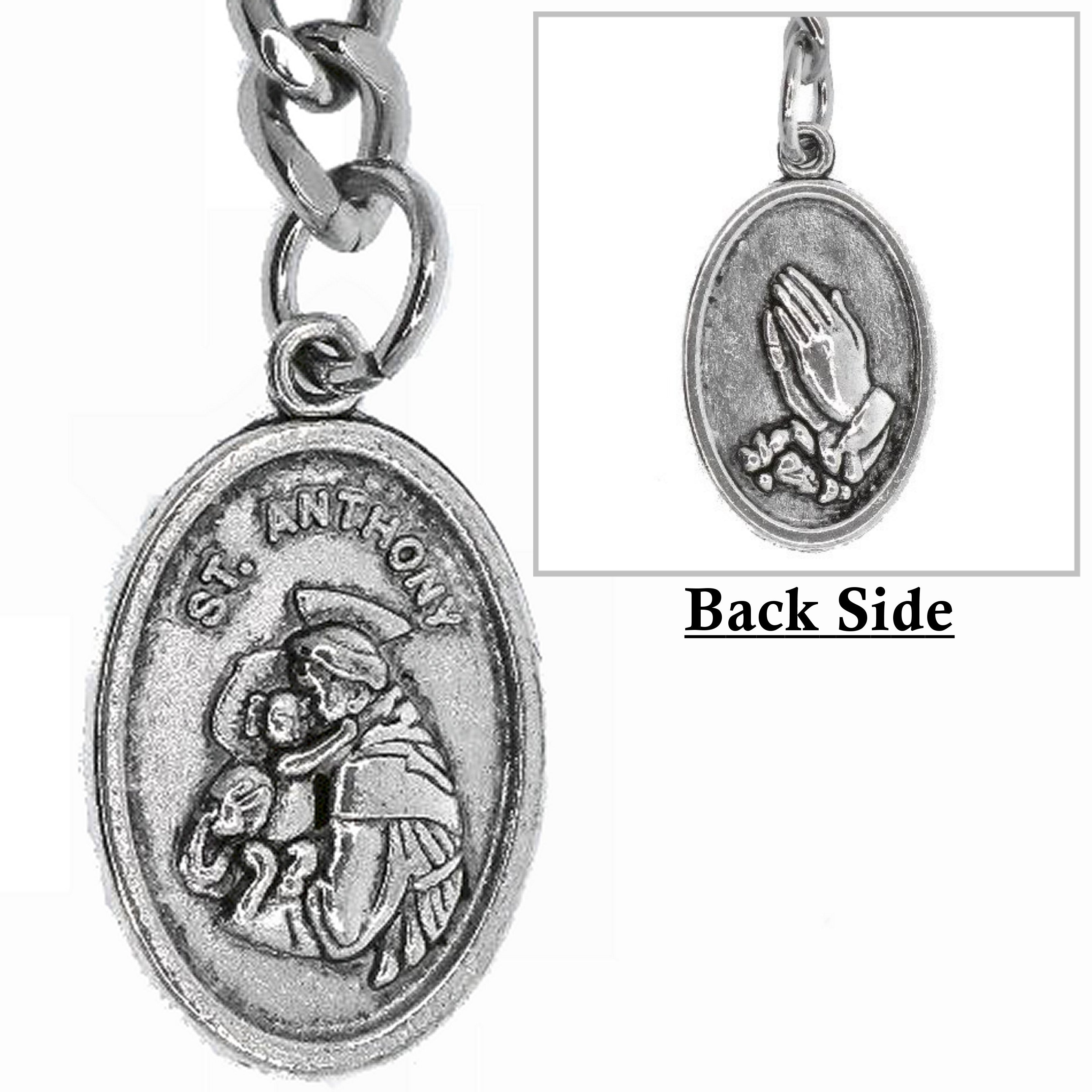 Albert Chain Silver Color Pocket Watch Chain Fob Chain Saint Anthony Medal Fob with T Bar Swivel Clasp AC197