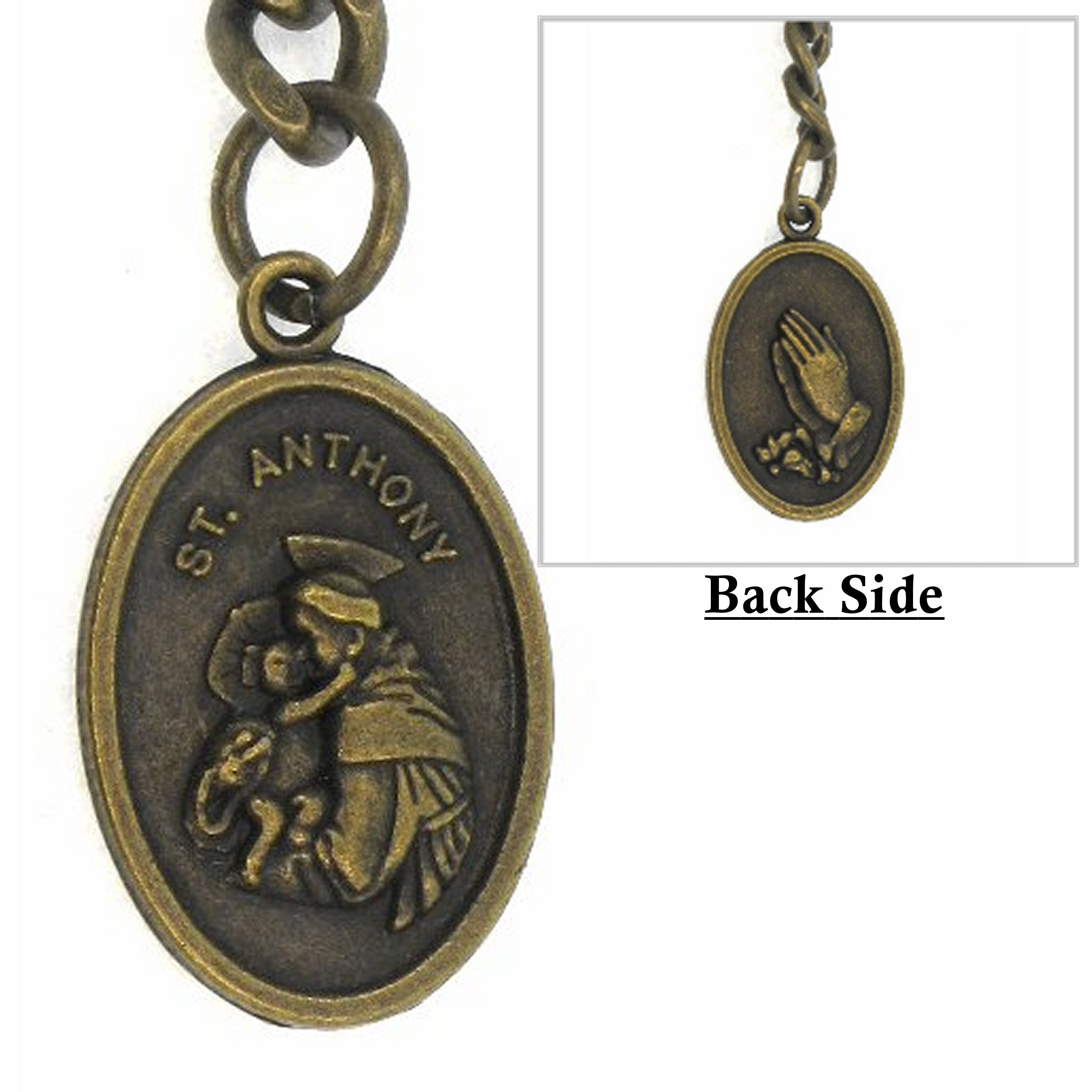 Albert Chain Bronze Color Pocket Watch Chain Fob Chain with Saint Anthony Medal Fob T Bar Swivel Clasp AC198