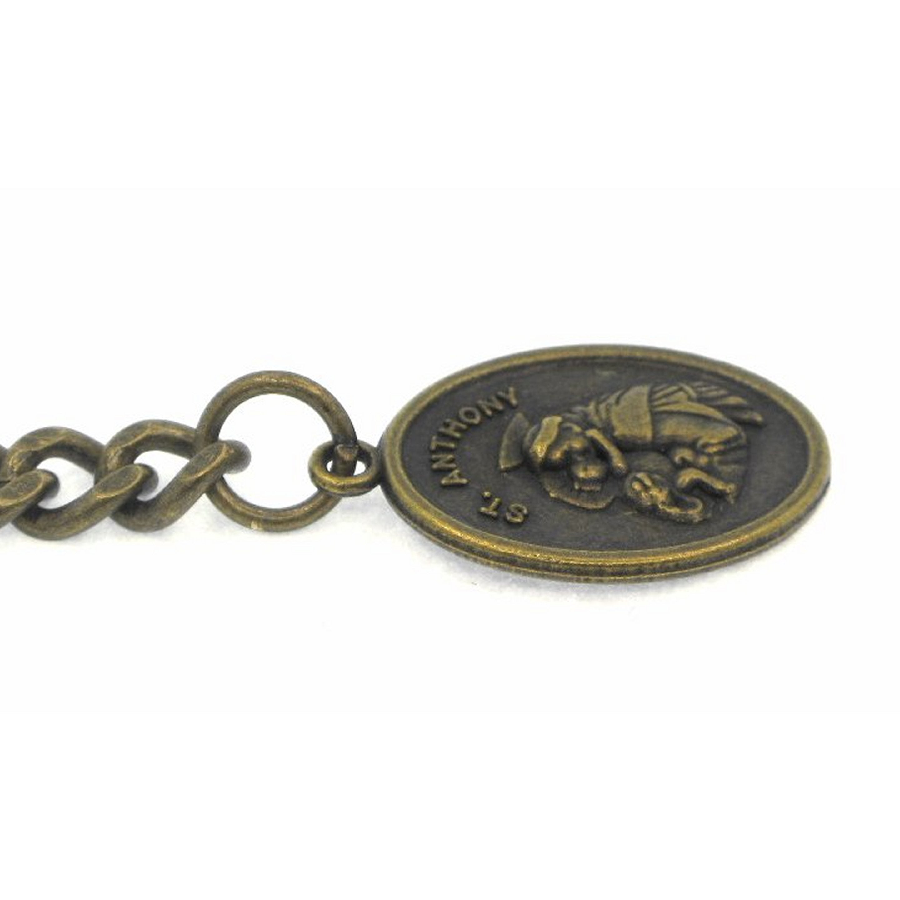 Albert Chain Bronze Color Pocket Watch Chain Fob Chain with Saint Anthony Medal Fob T Bar Swivel Clasp AC198