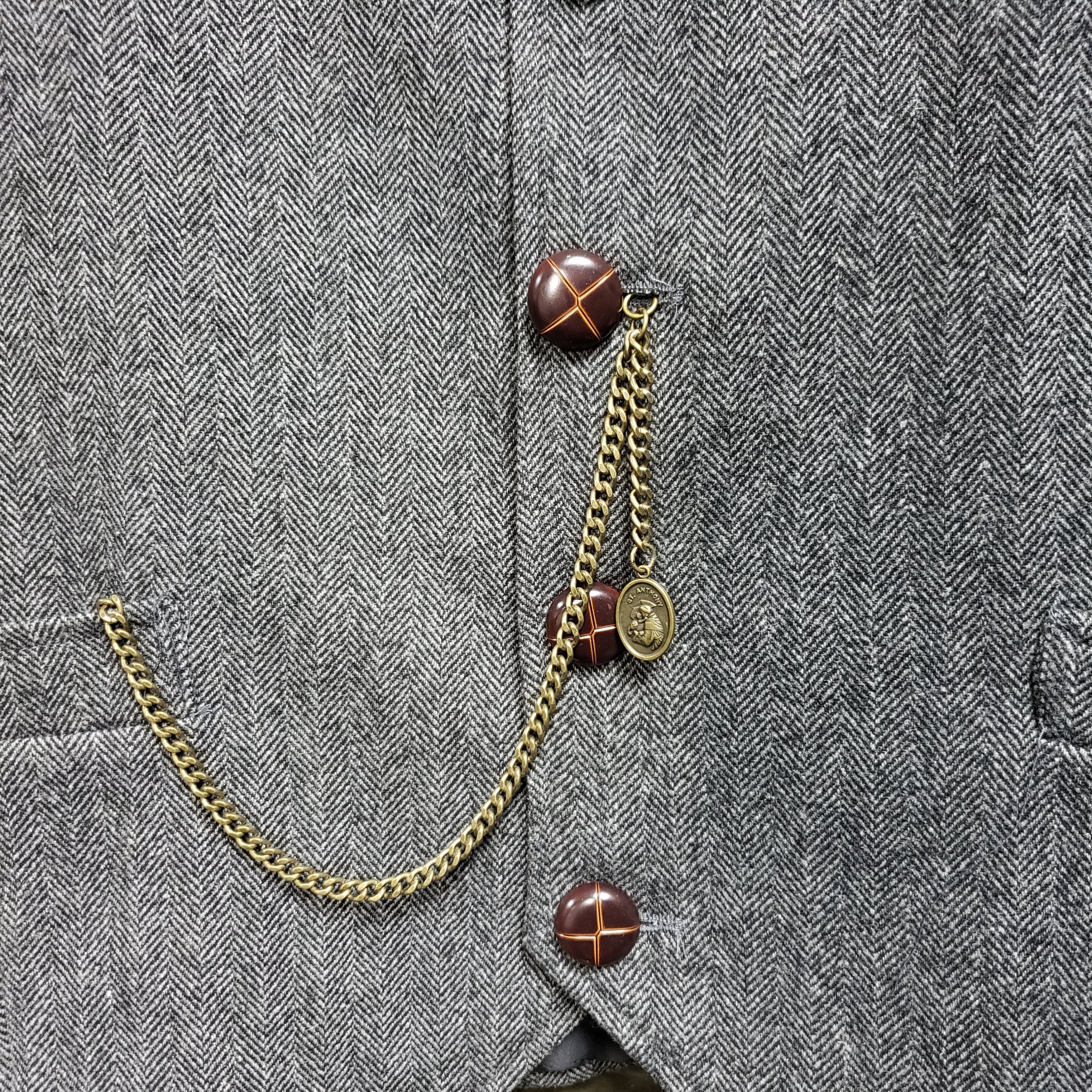 Albert Chain Bronze Color Pocket Watch Chain Fob Chain with Saint Anthony Medal Fob T Bar Swivel Clasp AC198