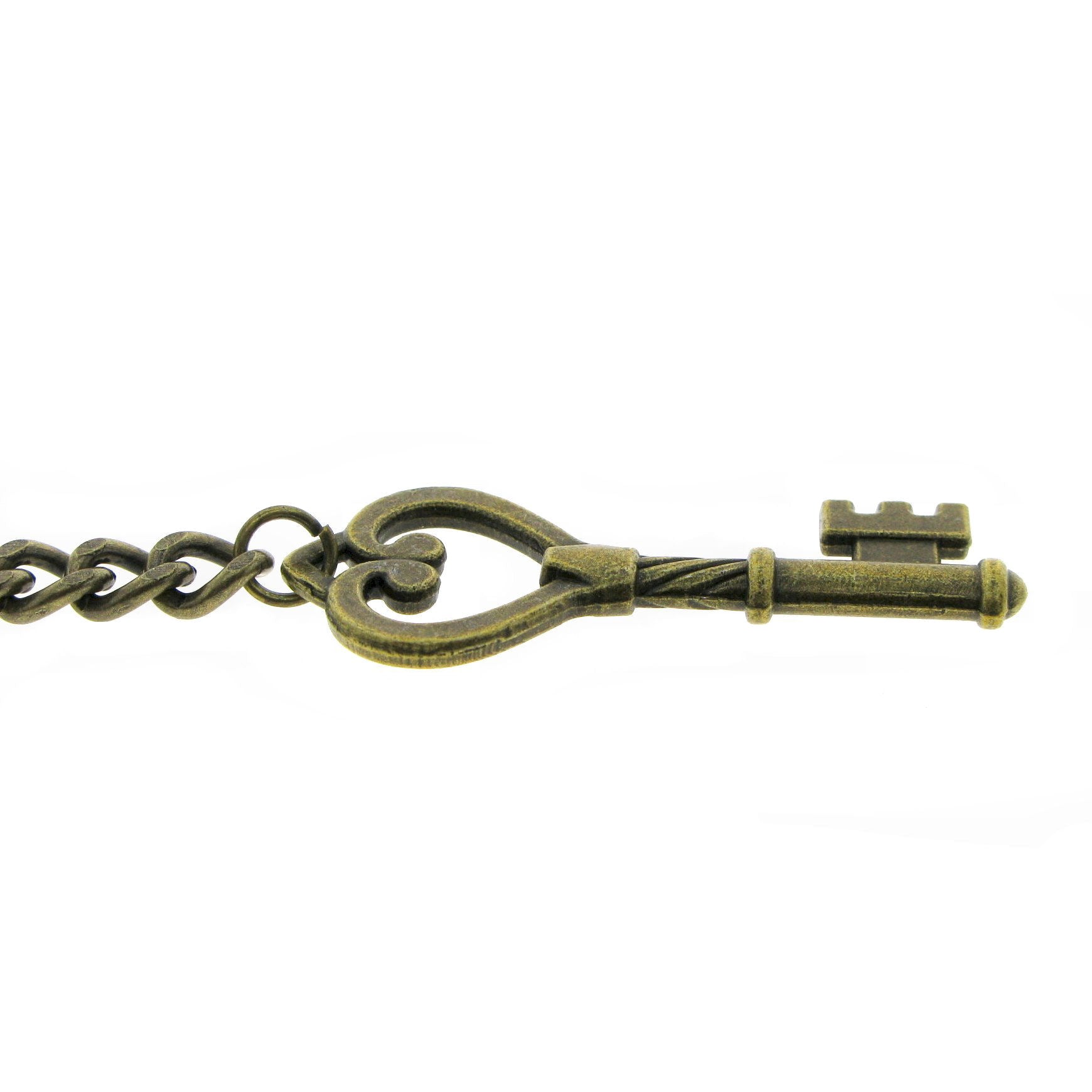 Albert Chain Antique Brass Plating with Antique Key Design Fob AC19