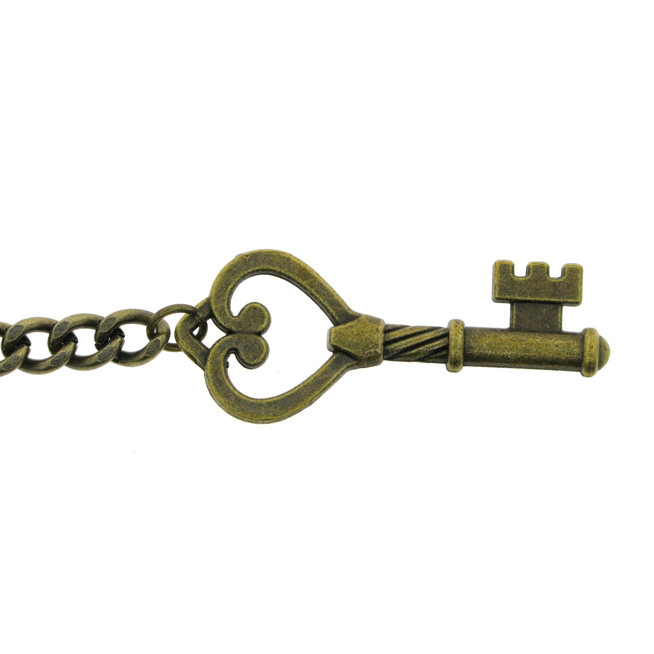 Albert Chain Antique Brass Plating with Antique Key Design Fob AC19