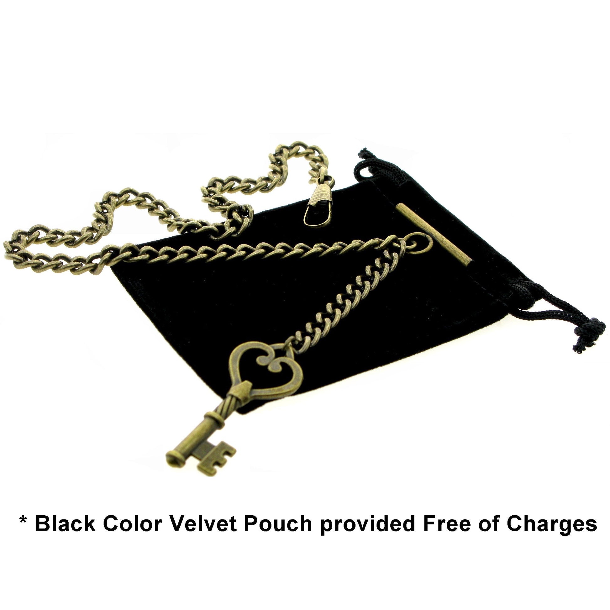 Albert Chain Antique Brass Plating with Antique Key Design Fob AC19