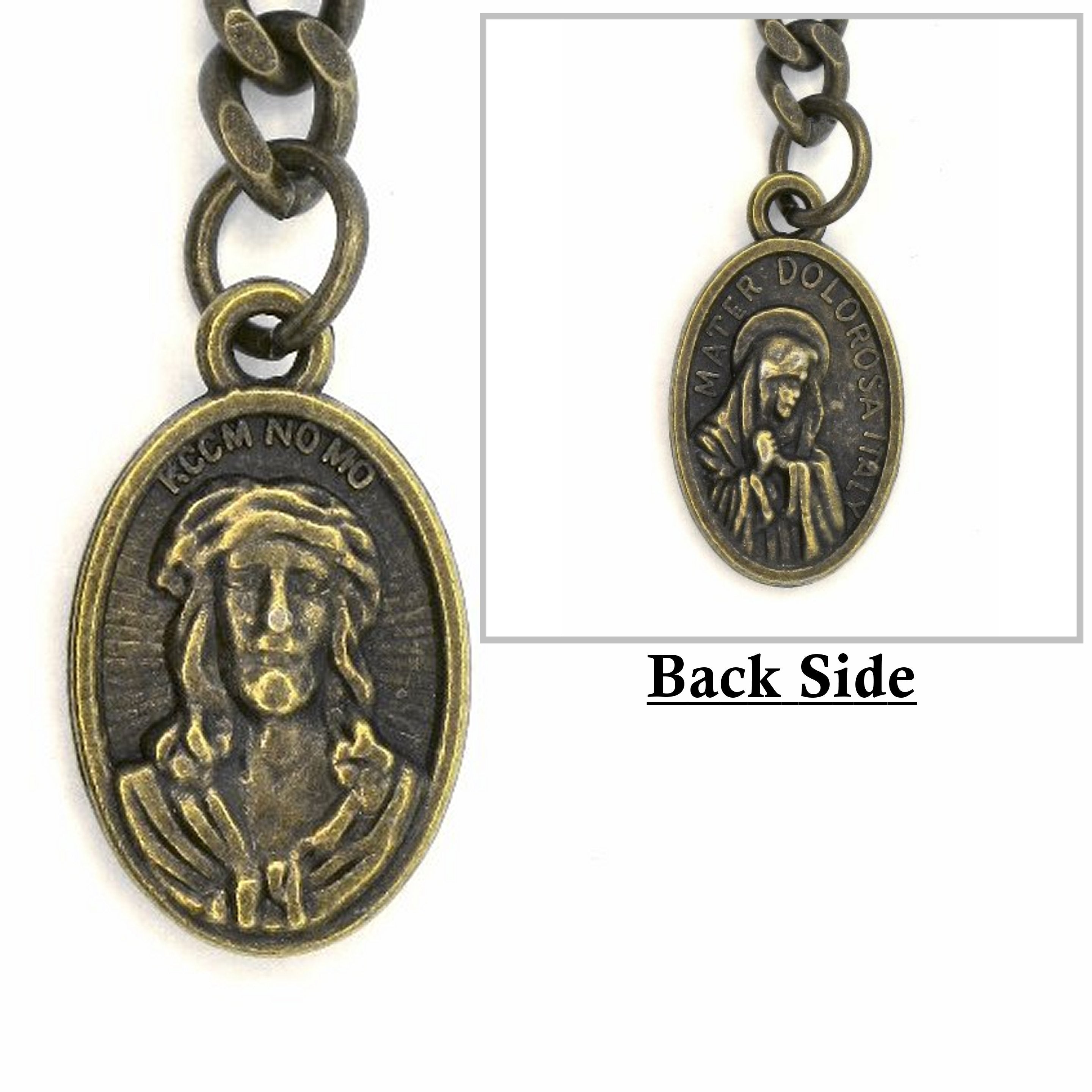 Albert Chain Bronze Color Pocket Watch Chain Fob Chain with Jesus Medal Fob T Bar Swivel Clasp AC203