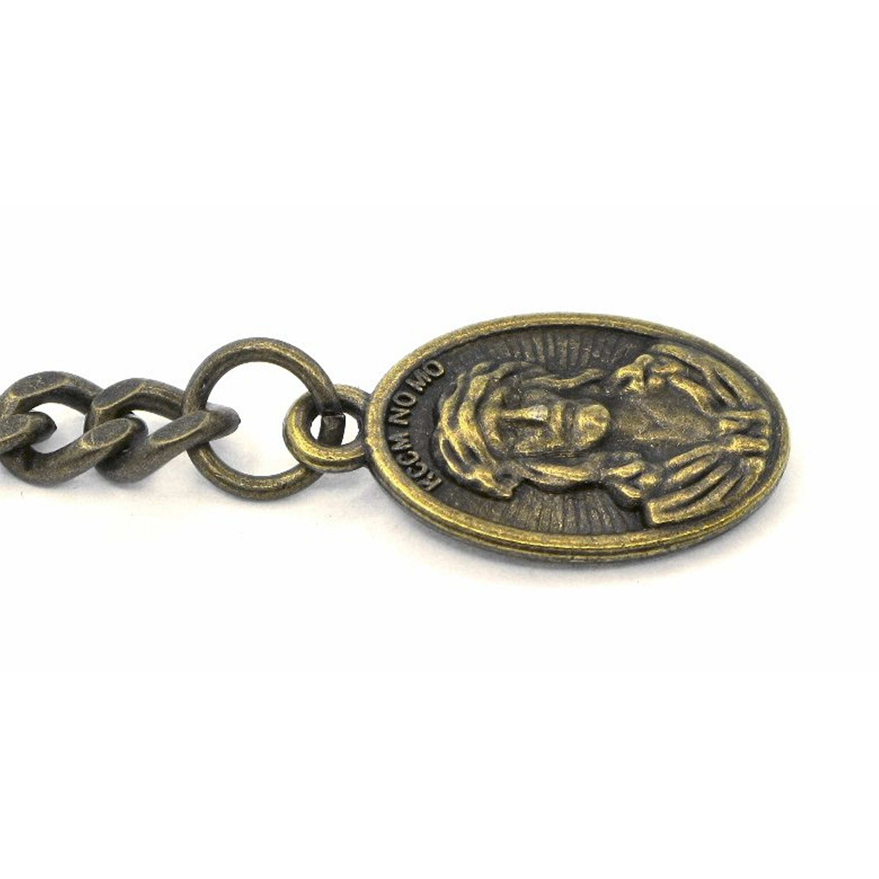 Albert Chain Bronze Color Pocket Watch Chain Fob Chain with Jesus Medal Fob T Bar Swivel Clasp AC203