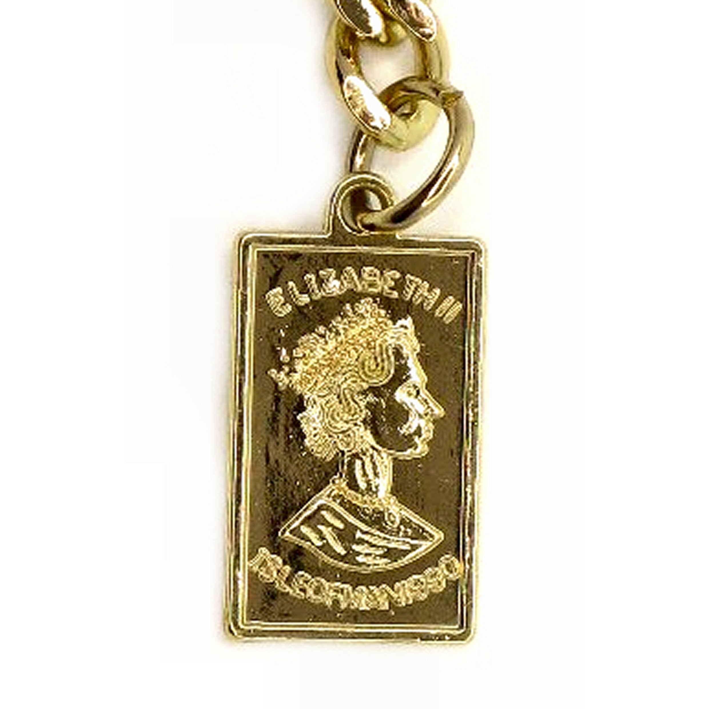 Albert Chain Gold Color Pocket Watch Chain Fob Chain for Men with Queen Elizabeth Medal Fob Swivel Clasp and T Bar AC204