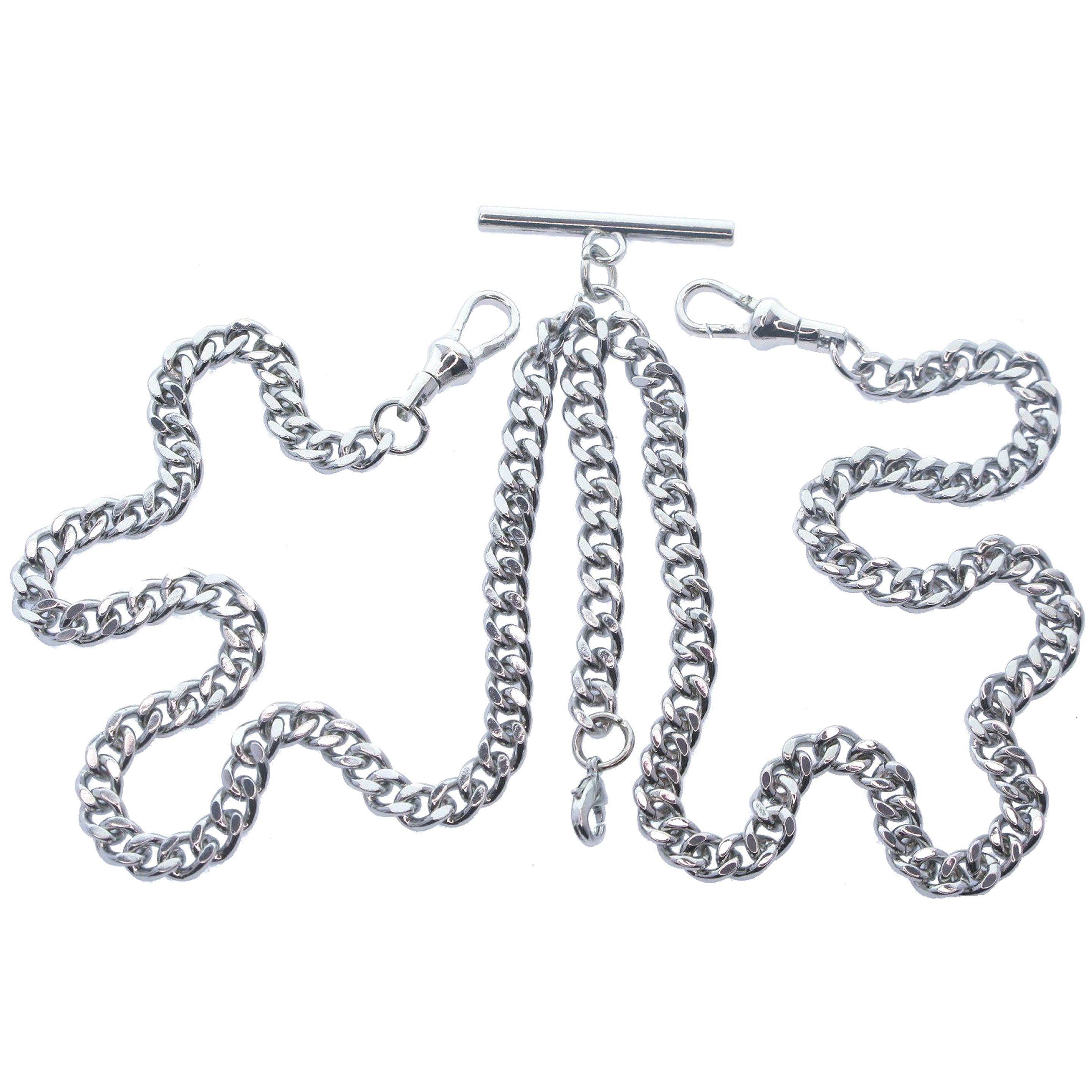 Double Albert Chain Silver Color 2 Swivel Clasps with Lobster Clasp AC20