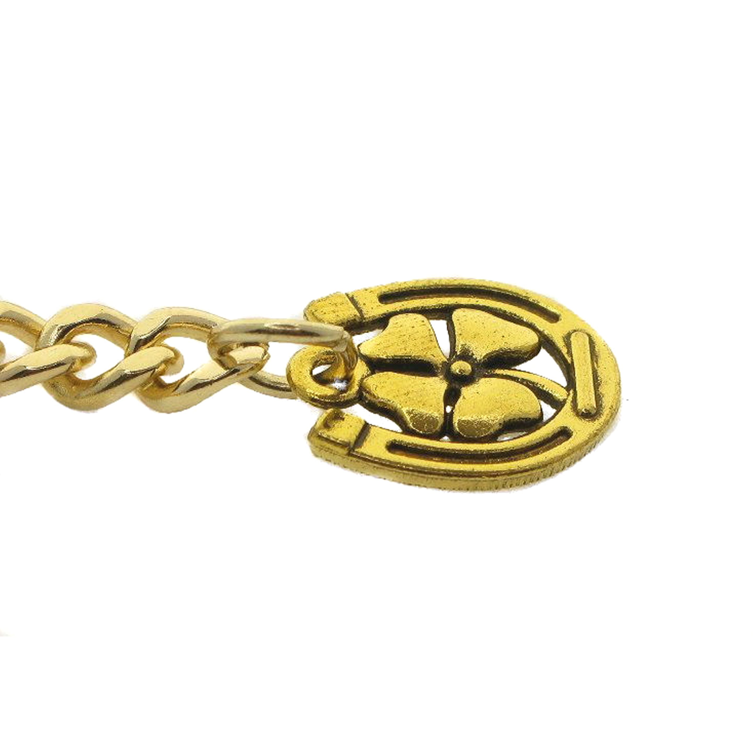 Albert Chain Gold Tone Fine Polish Pocket Watch Chain Vest Chain for Men with Lucky Four Leaf Clover Fob T-Bar Swivel Clasp AC210