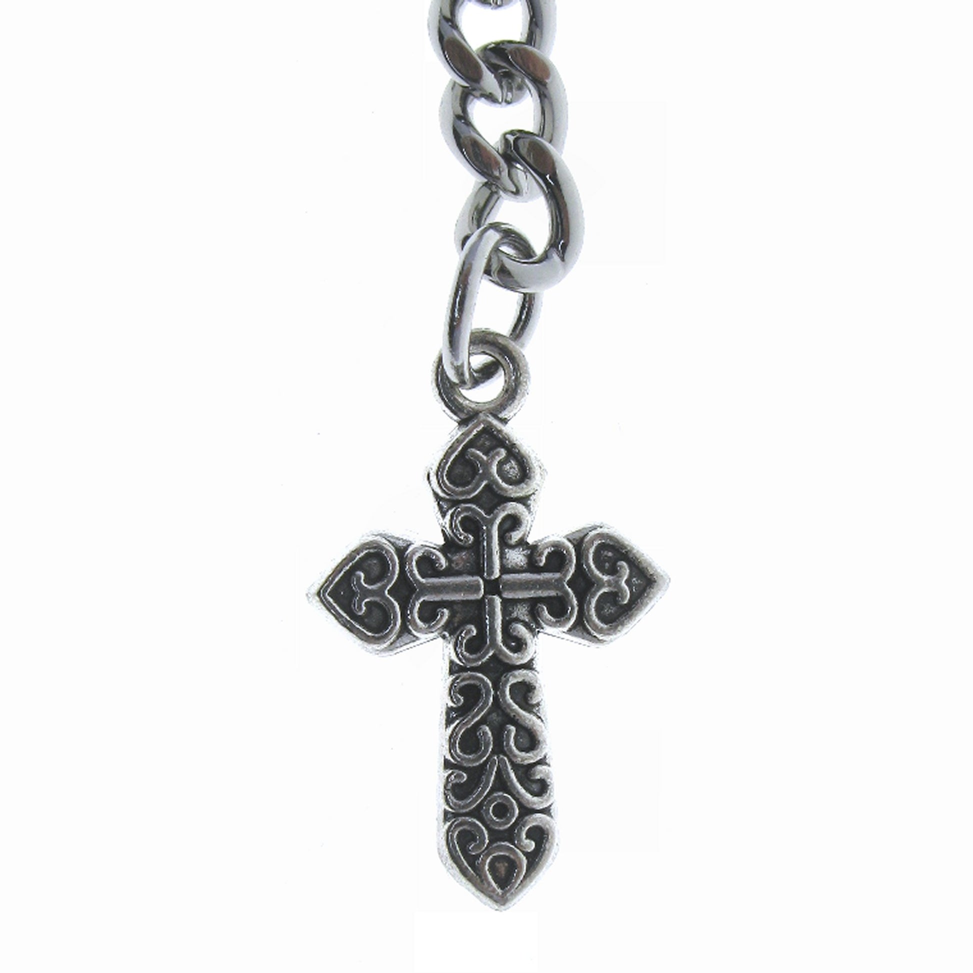 watchvshop Albert Chain Silver Color Pocket Watch Chain Fob Chain with Cross Design Medal Fob and T Bar Swivel Clasp AC219
