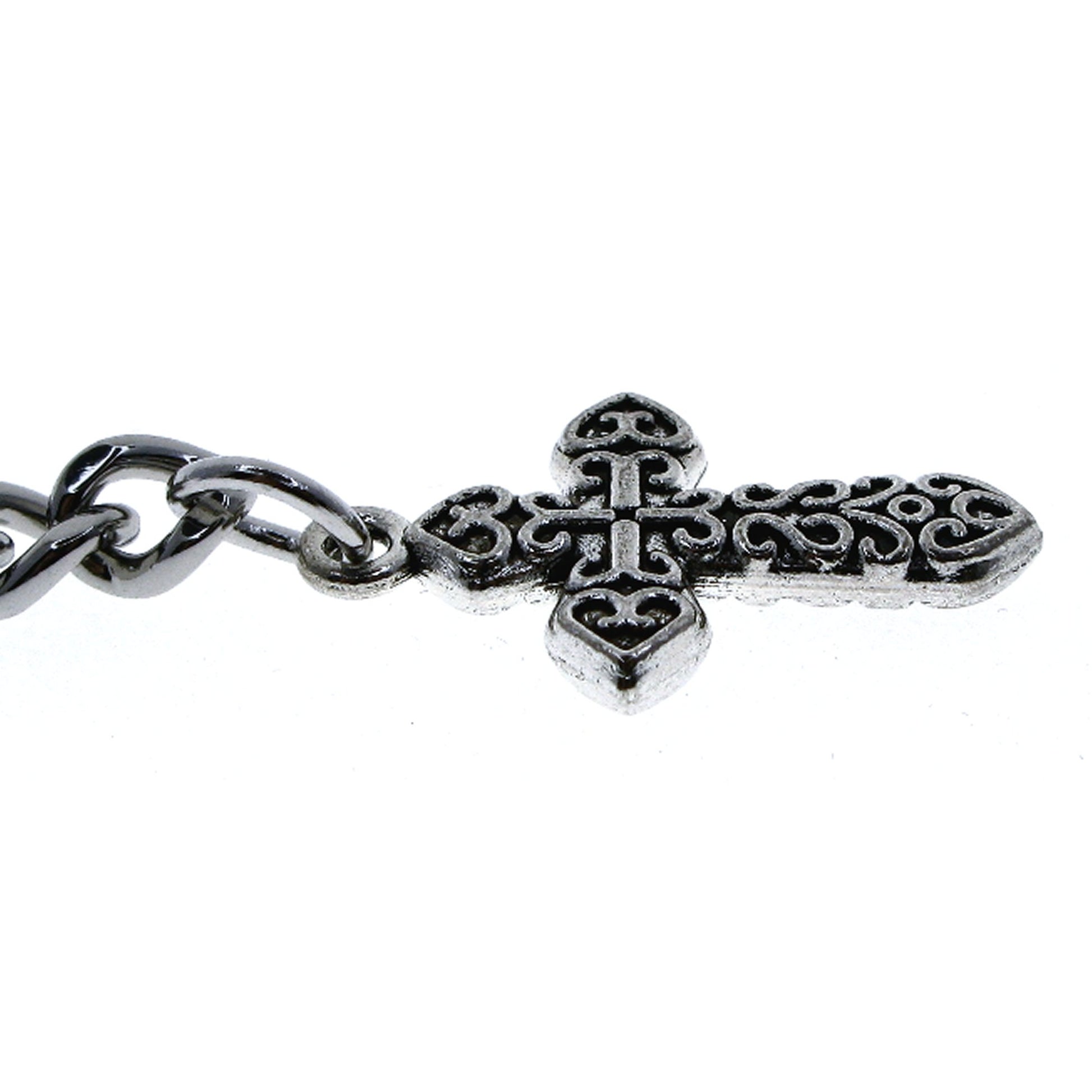 watchvshop Albert Chain Silver Color Pocket Watch Chain Fob Chain with Cross Design Medal Fob and T Bar Swivel Clasp AC219