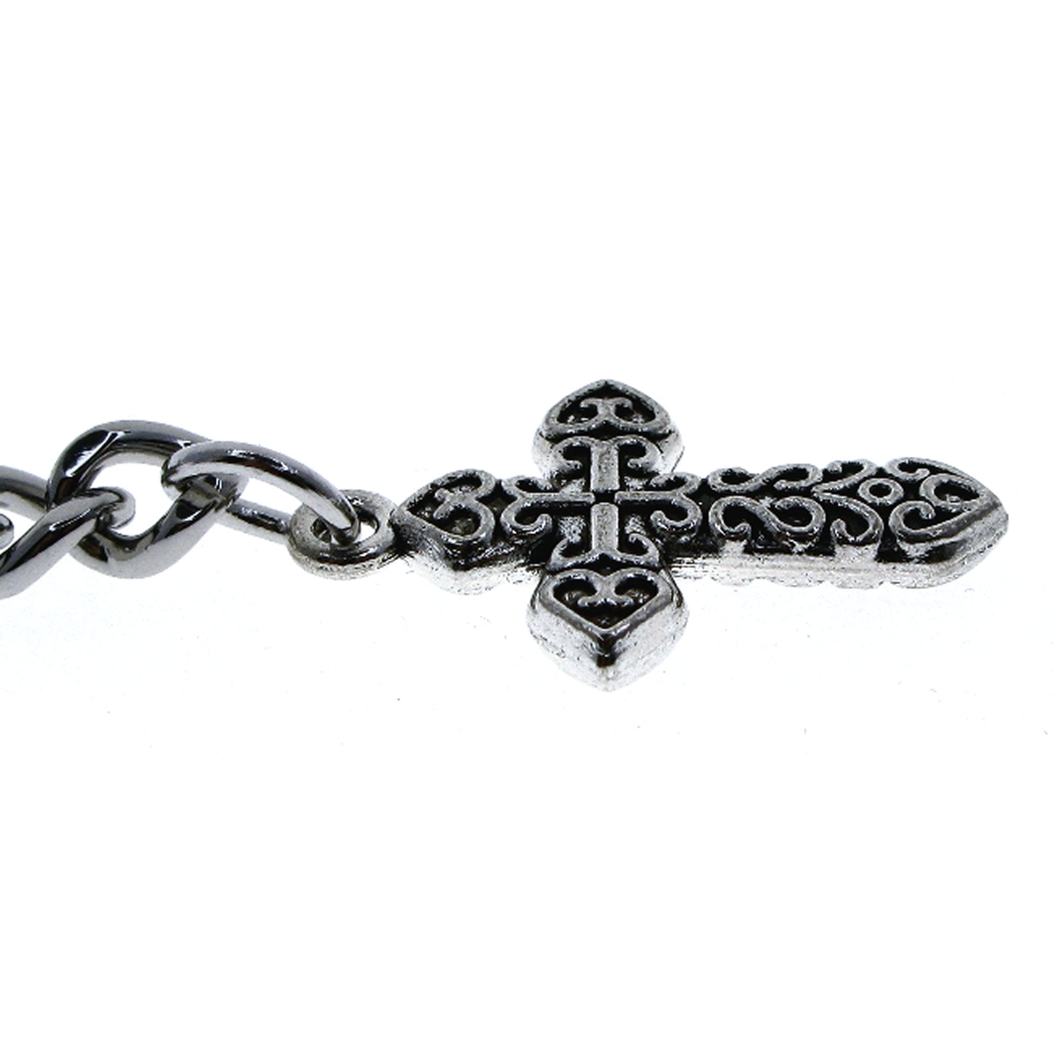 watchvshop Albert Chain Silver Color Pocket Watch Chain Fob Chain with Cross Design Medal Fob and T Bar Swivel Clasp AC219