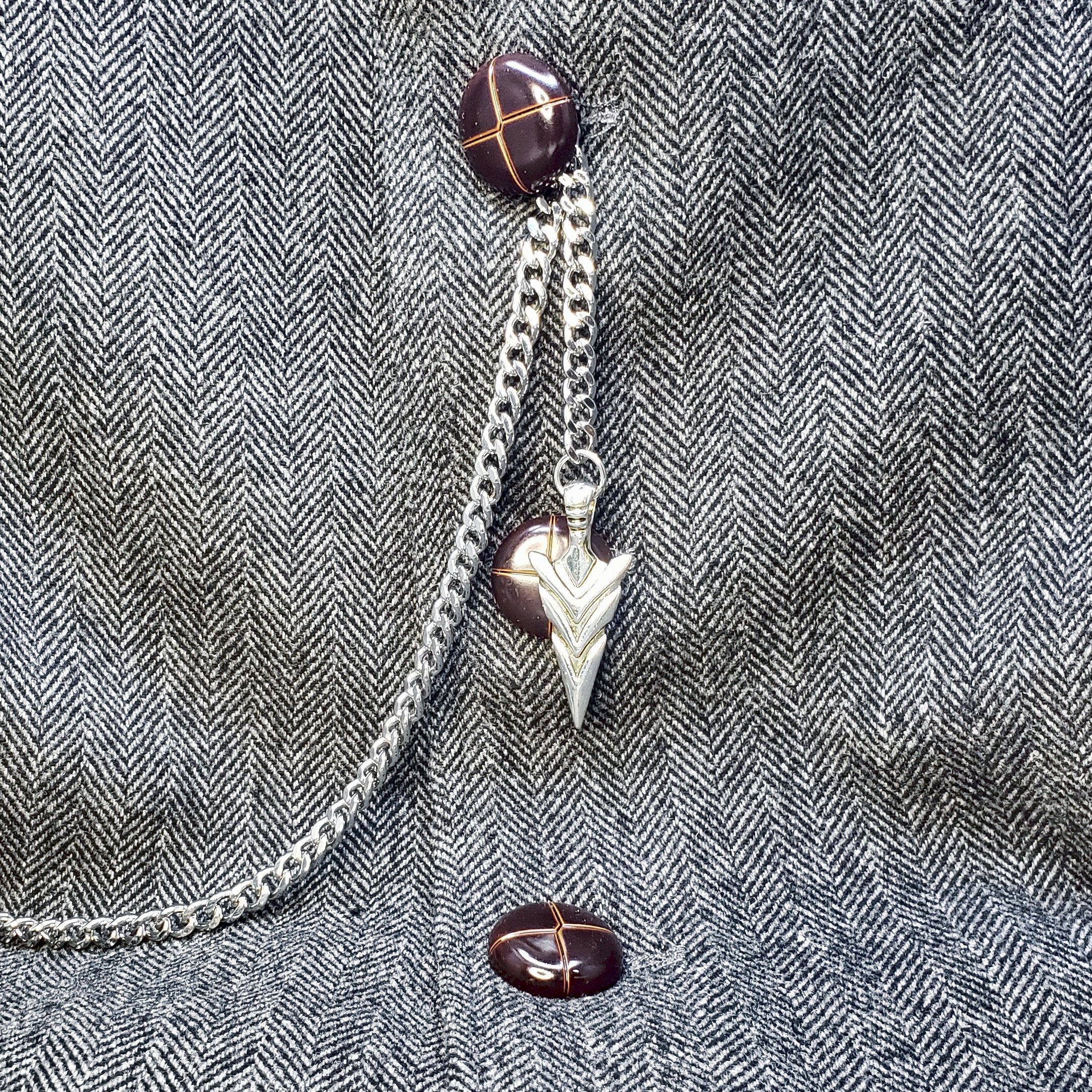 Albert Chain Silver Color Pocket Watch Chain Vest Chain for Men with Spear Point Arrowhead Fob T-Bar Swivel Clasp AC220