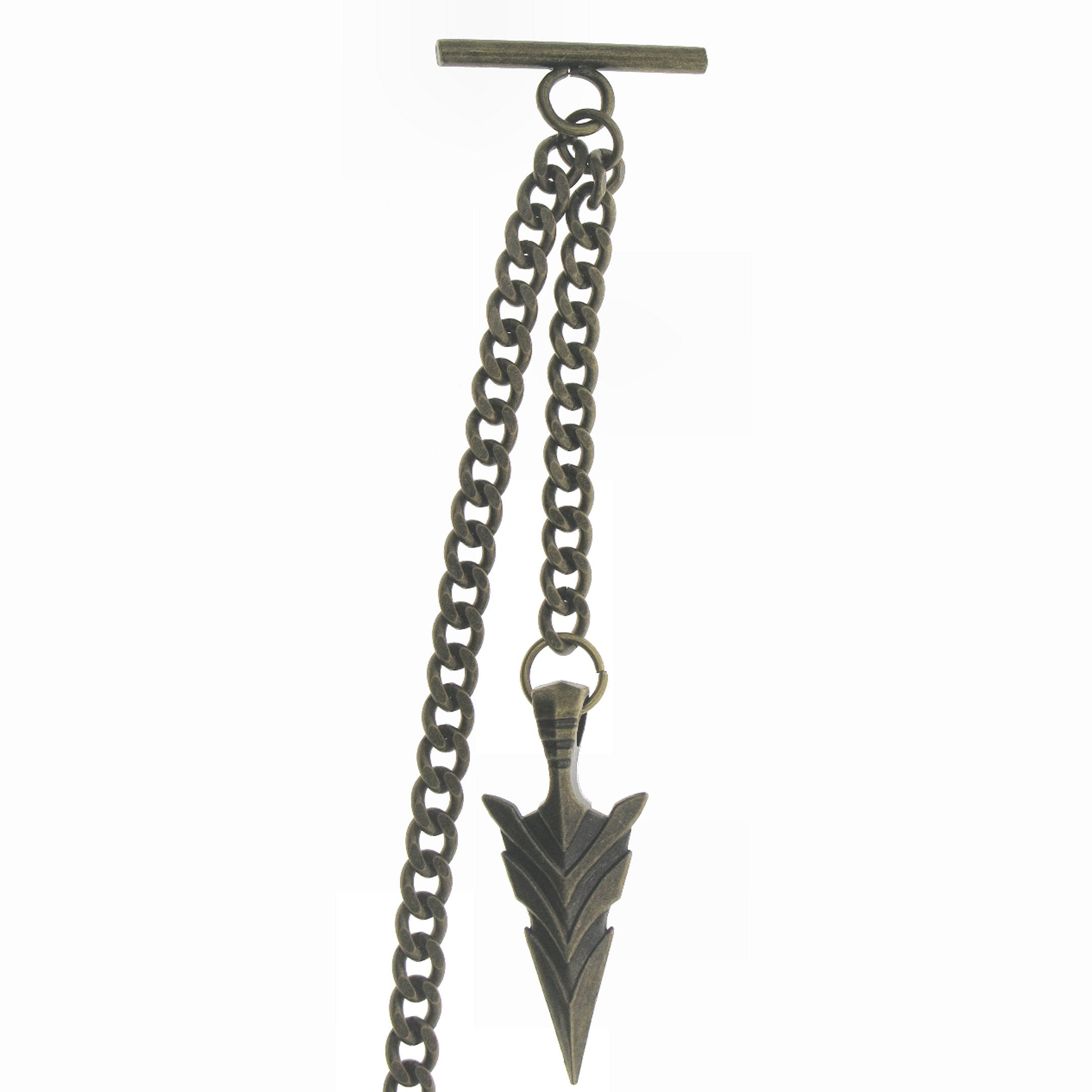 Albert Chain Bronze Color Pocket Watch Chain Vest Chain for Men with Spear Point Arrowhead Fob T-Bar Swivel Clasp AC221