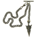 Albert Chain Bronze Color Pocket Watch Chain Vest Chain for Men with Spear Point Arrowhead Fob T-Bar Swivel Clasp AC221