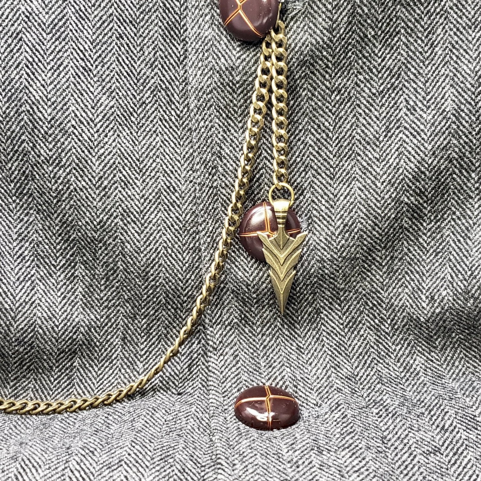 Albert Chain Bronze Color Pocket Watch Chain Vest Chain for Men with Spear Point Arrowhead Fob T-Bar Swivel Clasp AC221