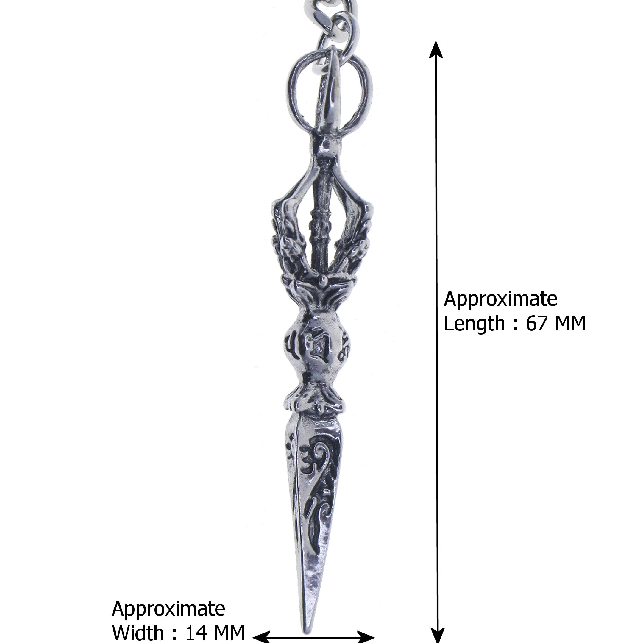 Silver Color Albert Pocket Watch Chain with Phurba Design Fob AC222