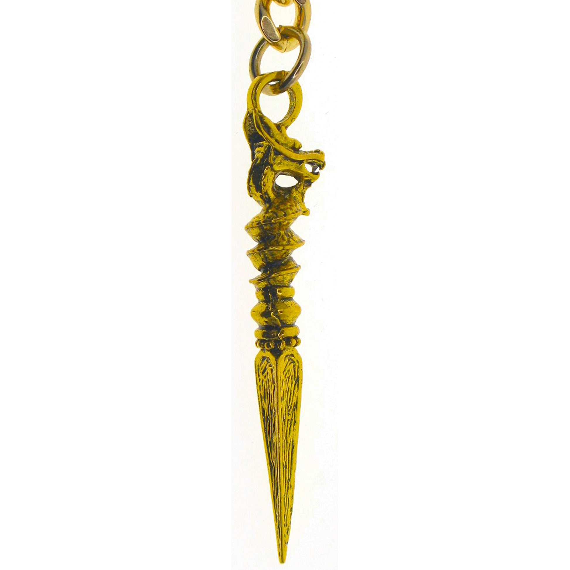 Albert Chain Gold Tone Fine Polish Pocket Watch Chain Vest Chain for Men with Ancient Phurba Design Fob T-Bar Swivel Clasp AC224