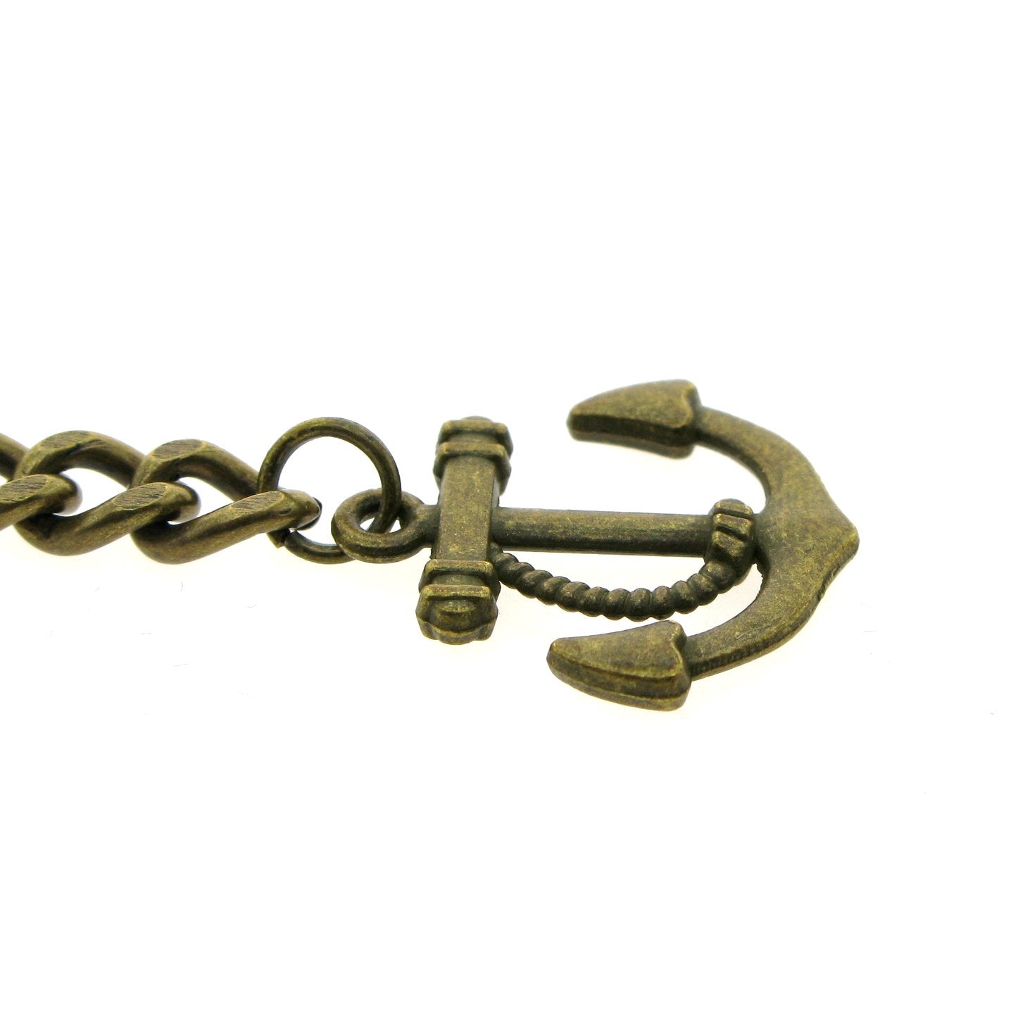 Albert Chain Pocket Watch Chains for Men Antique Brass Plating with Anchor Design Fob T Bar AC24