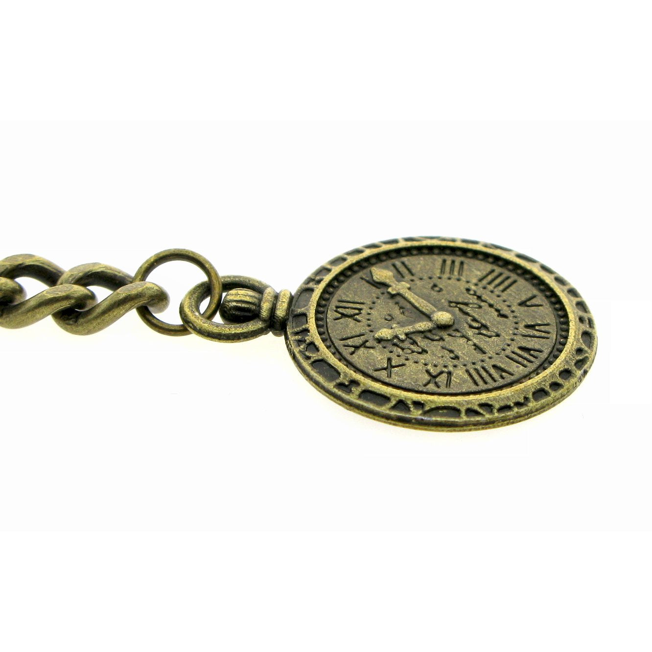 Albert Chain Pocket Watch Chains for Men Antique Brass Plating with Mini Pocket Watch Design Fob T Bar AC26