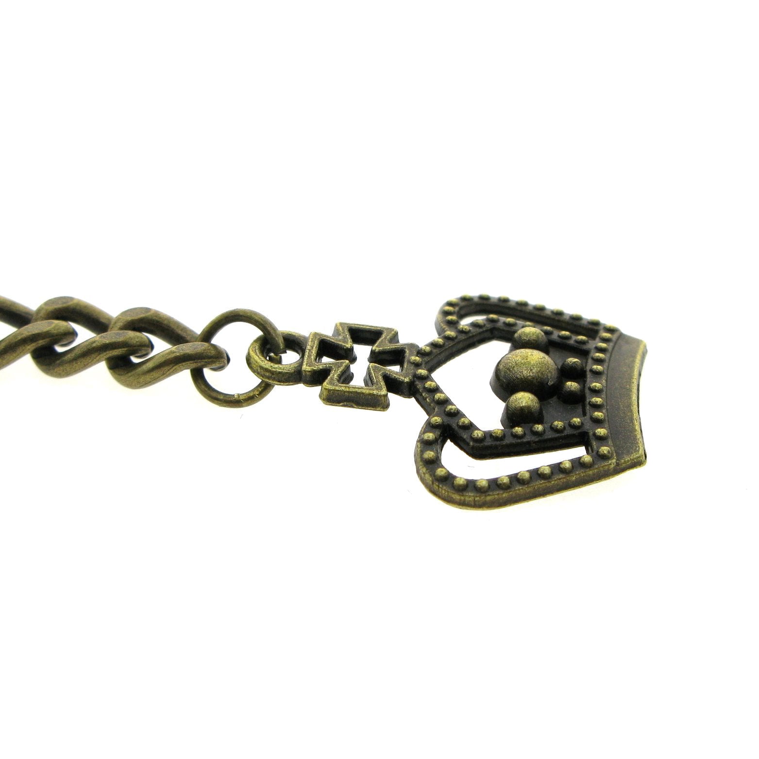 Albert Chain Pocket Watch Chains for Men Antique Brass Plating with Crown Design Fob T Bar AC28