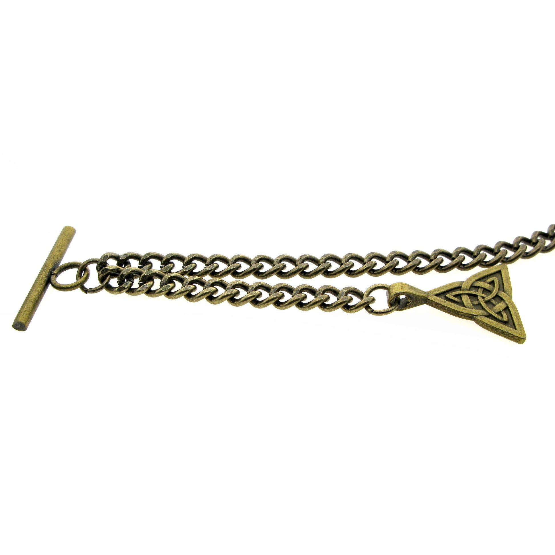 Albert Chain Pocket Watch Chains for Men Antique Brass Color with Celtic Knot Design Fob and T Bar AC29