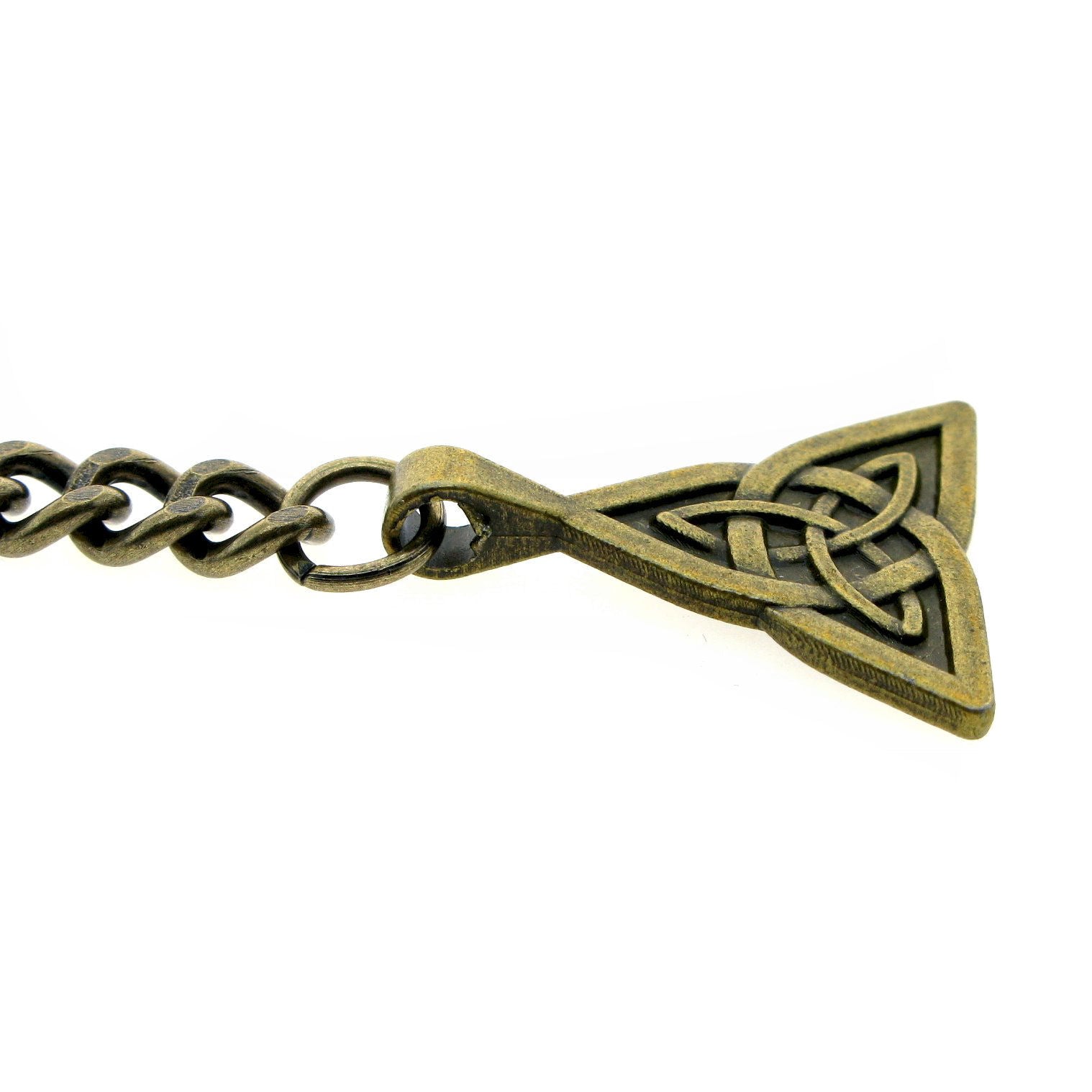 Albert Chain Pocket Watch Chains for Men Antique Brass Color with Celtic Knot Design Fob and T Bar AC29