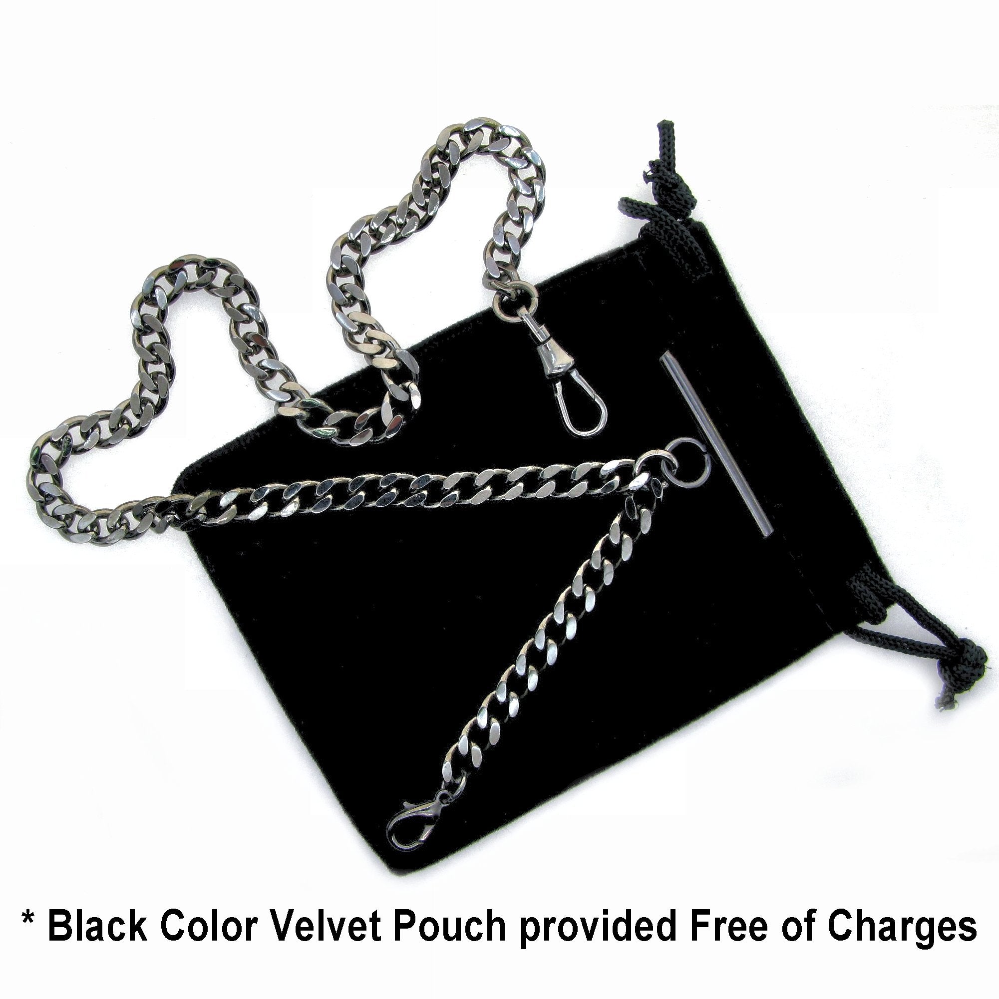 Albert Chain Pocket Watch Chains for Men Antique Brass Color with Celtic Knot Design Fob and T Bar AC29