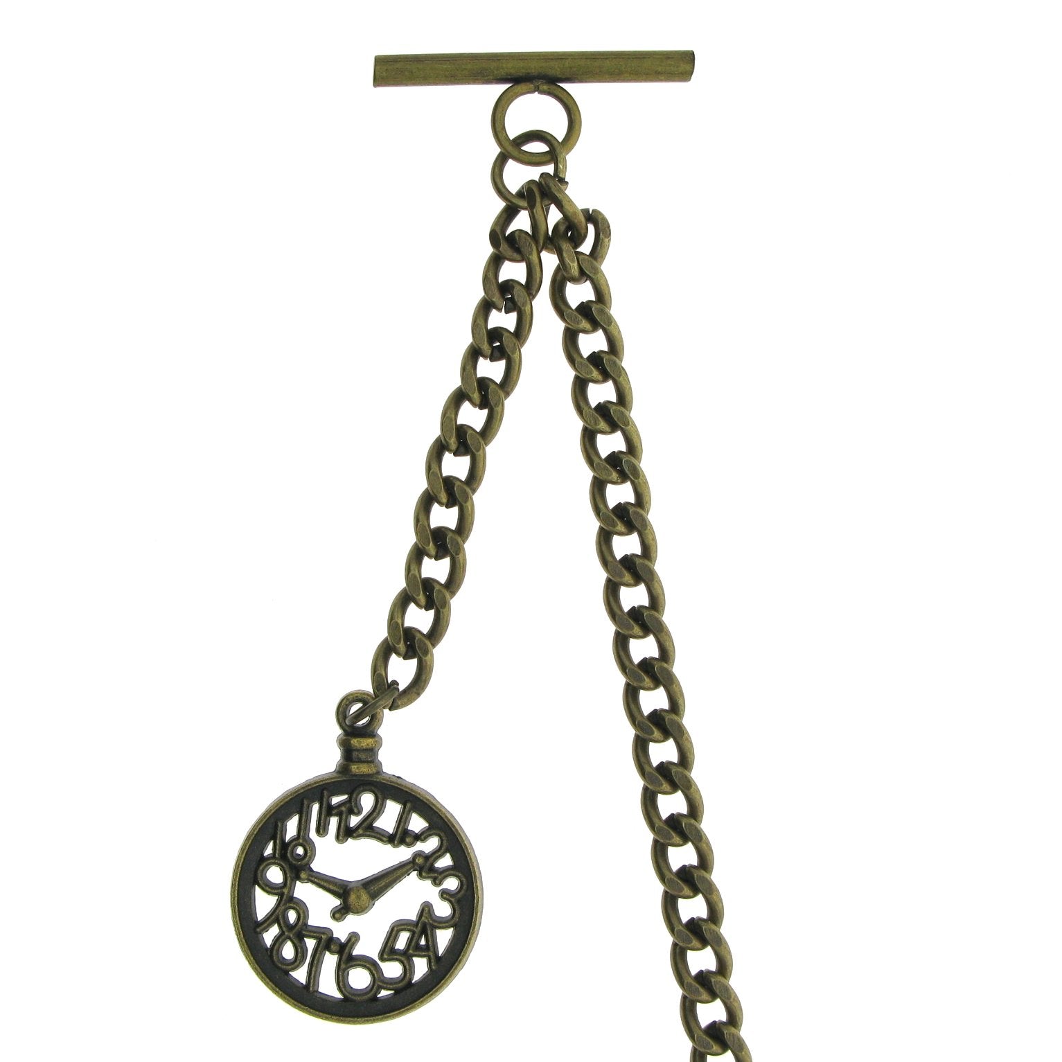 Albert Chain Pocket Watch Chains for Men Antique Brass Color with Pocket Watch Design Medal Fob and T Bar AC32