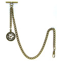 Albert Chain Pocket Watch Chains for Men Antique Brass Color with Pocket Watch Design Medal Fob and T Bar AC32