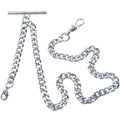 Pocket Watch Chain Silver Color Albert Chain for Men with Swivel Clasp T Bar and Lobster Clasp AC34