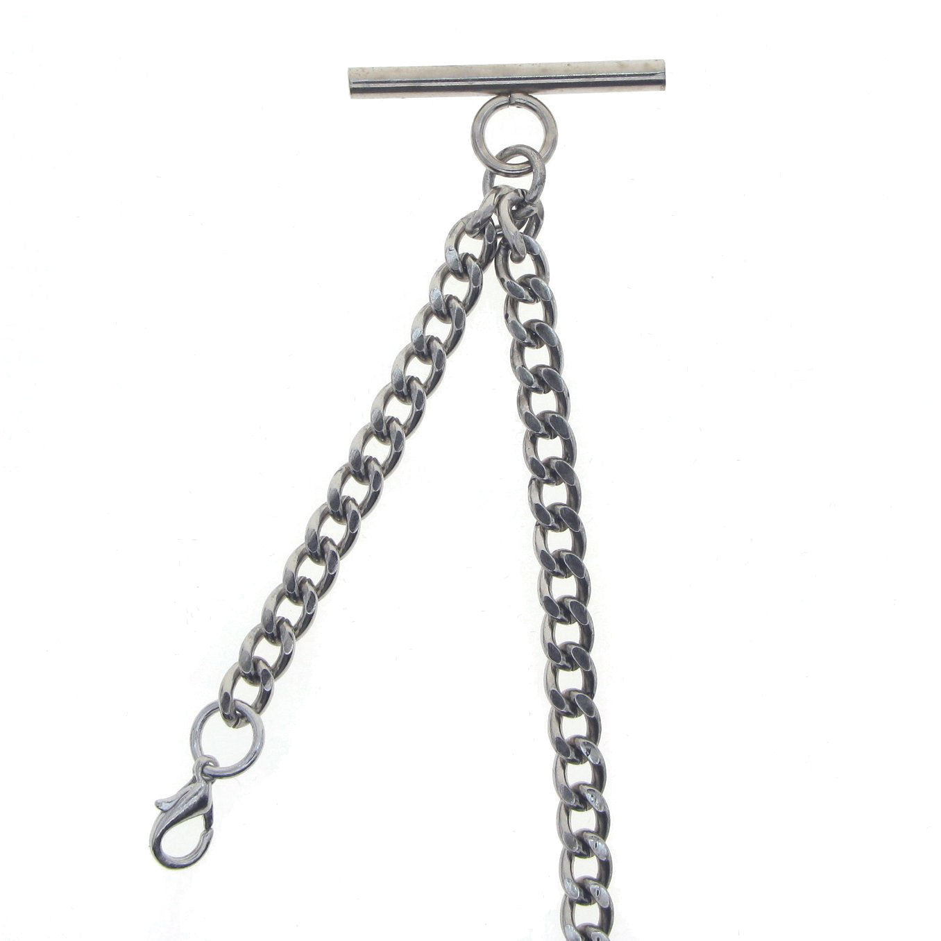 Pocket Watch Chain Silver Color Albert Chain for Men with Swivel Clasp T Bar and Lobster Clasp AC34
