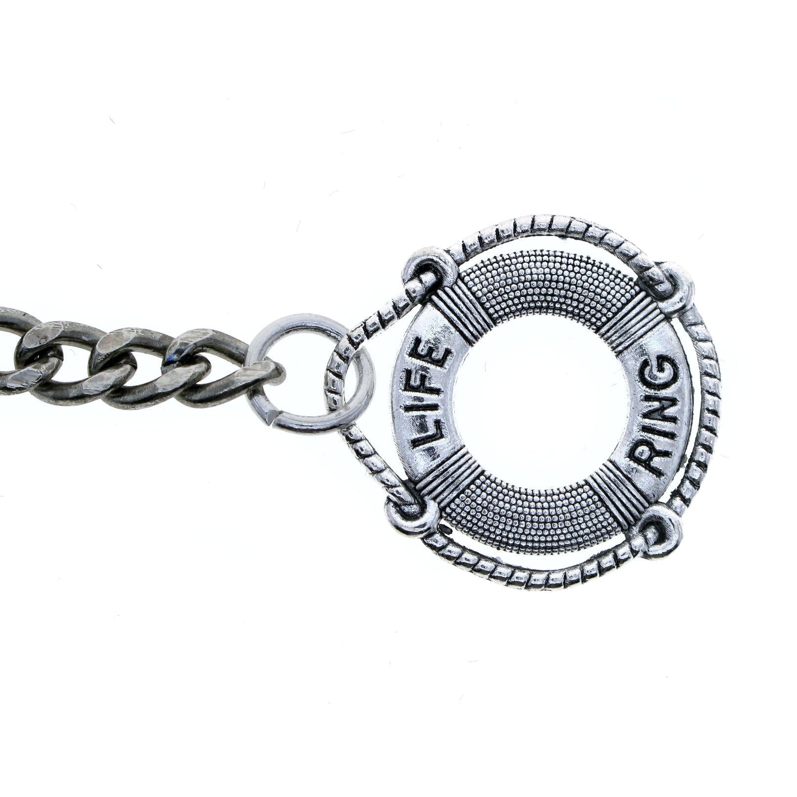 Albert Chain Silver Color Pocket Watch Chains for Men with Lifebuoy Design Fob T Bar AC35