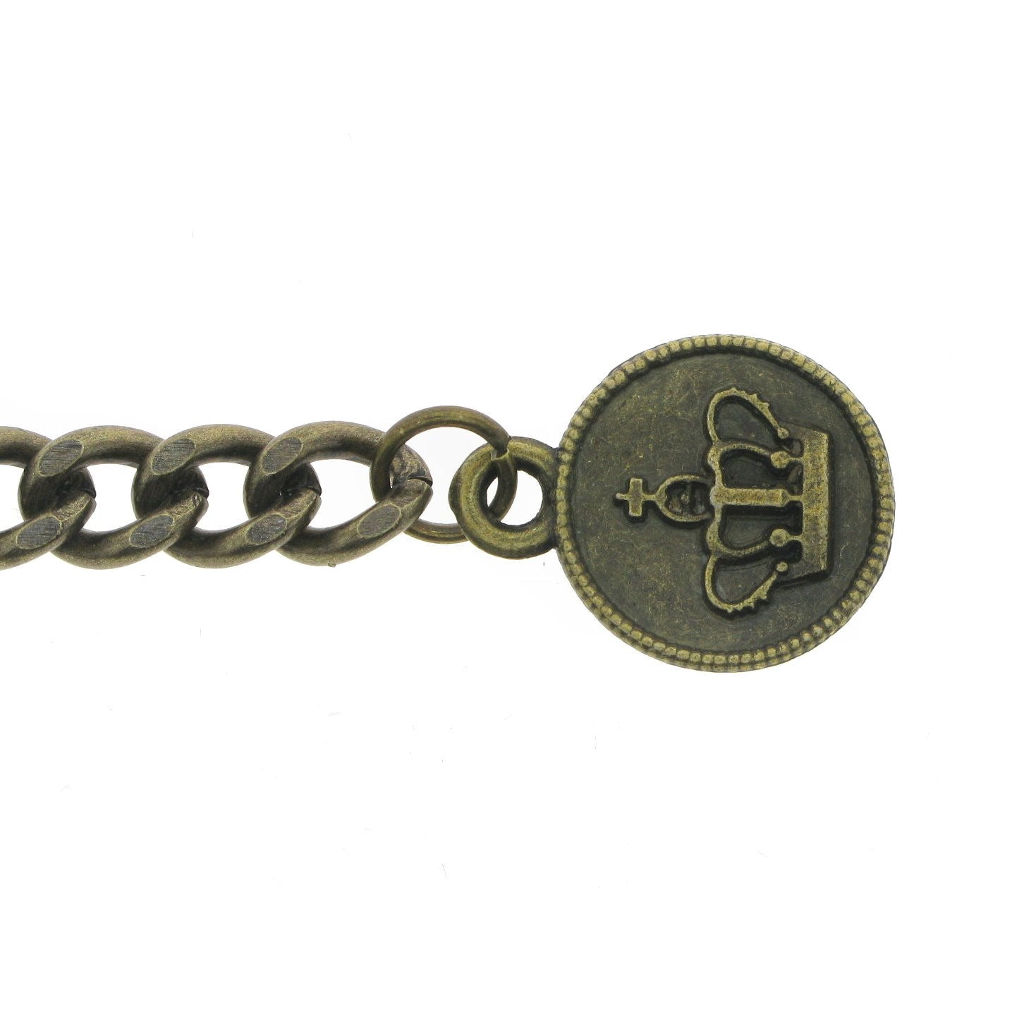 Albert Chain Pocket Watch Chains for Men Antique Brass Plating with Crown Medal Fob T Bar AC37