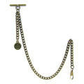 Albert Chain Pocket Watch Chains for Men Antique Brass Plating with Crown Medal Fob T Bar AC37
