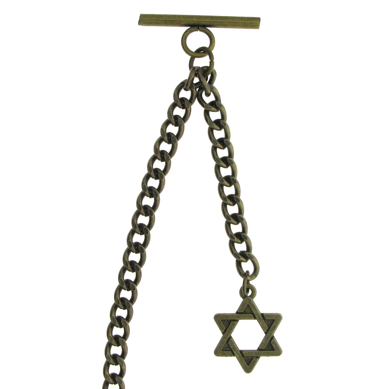 Albert Chain Pocket Watch Chains for Men Antique Brass Plating with Star Design Fob T Bar AC38