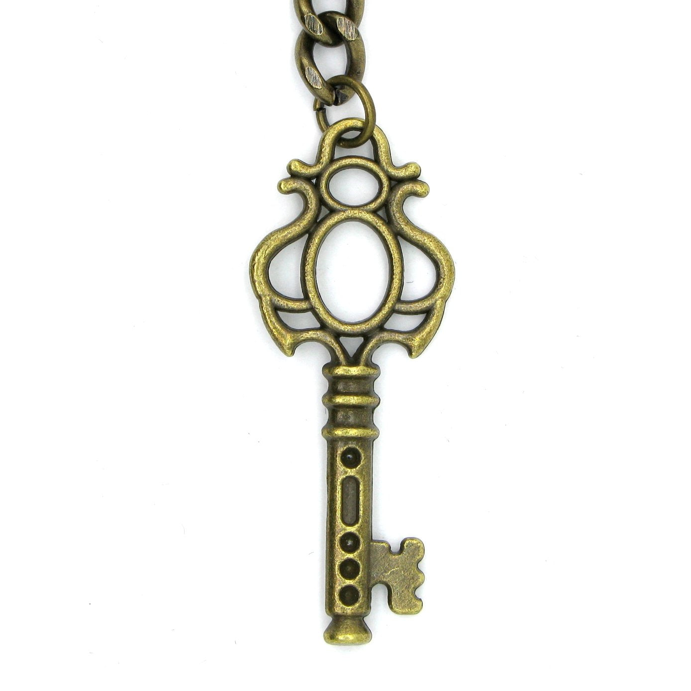 Albert Chain Pocket Watch Chains for Men Antique Brass Color with Antique Key Design Fob T Bar AC40