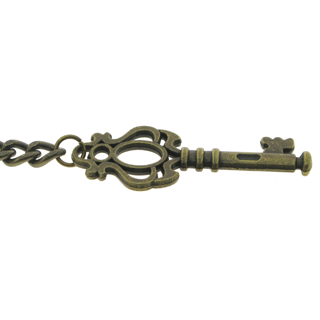 Albert Chain Pocket Watch Chains for Men Antique Brass Color with Antique Key Design Fob T Bar AC40