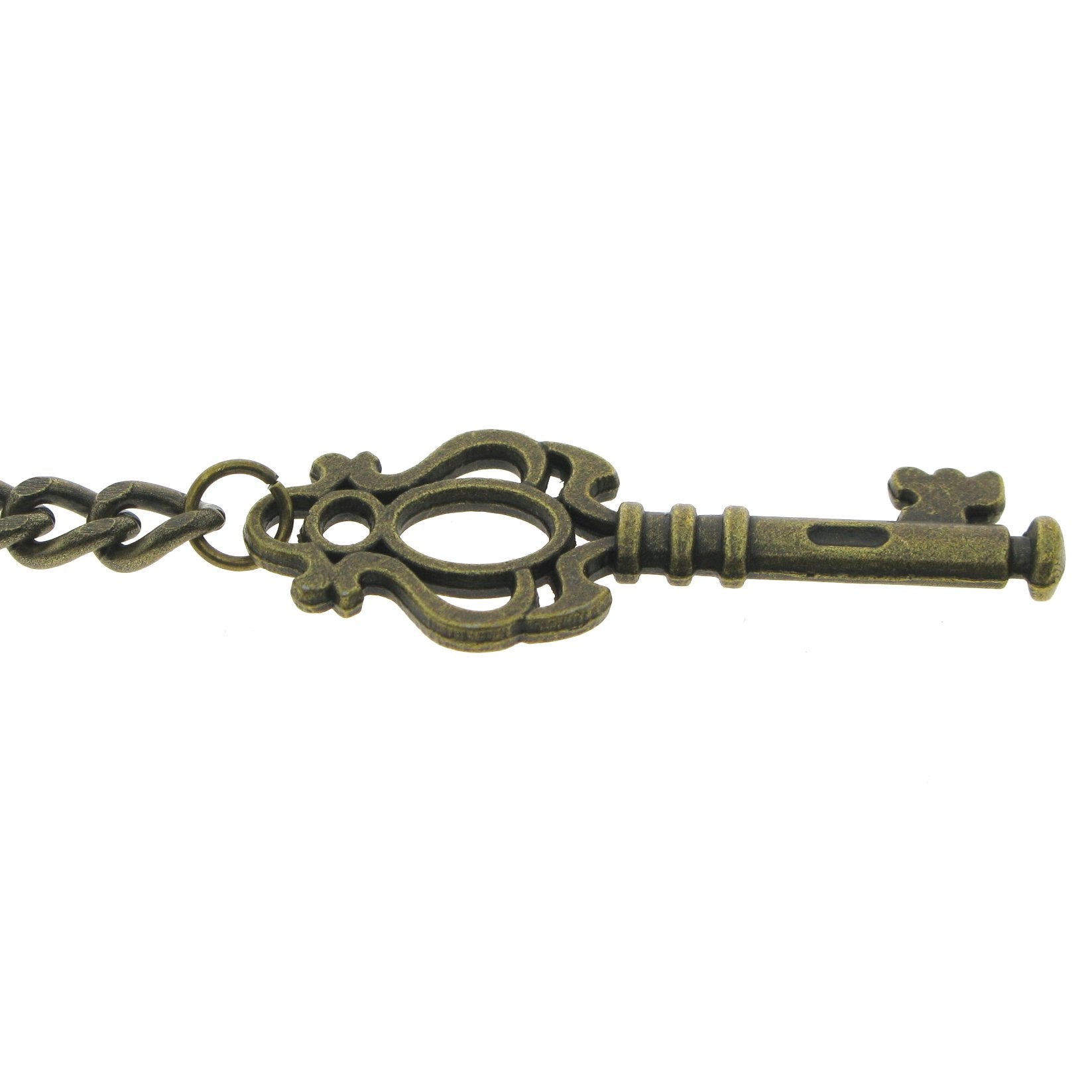 Albert Chain Pocket Watch Chains for Men Antique Brass Color with Antique Key Design Fob T Bar AC40
