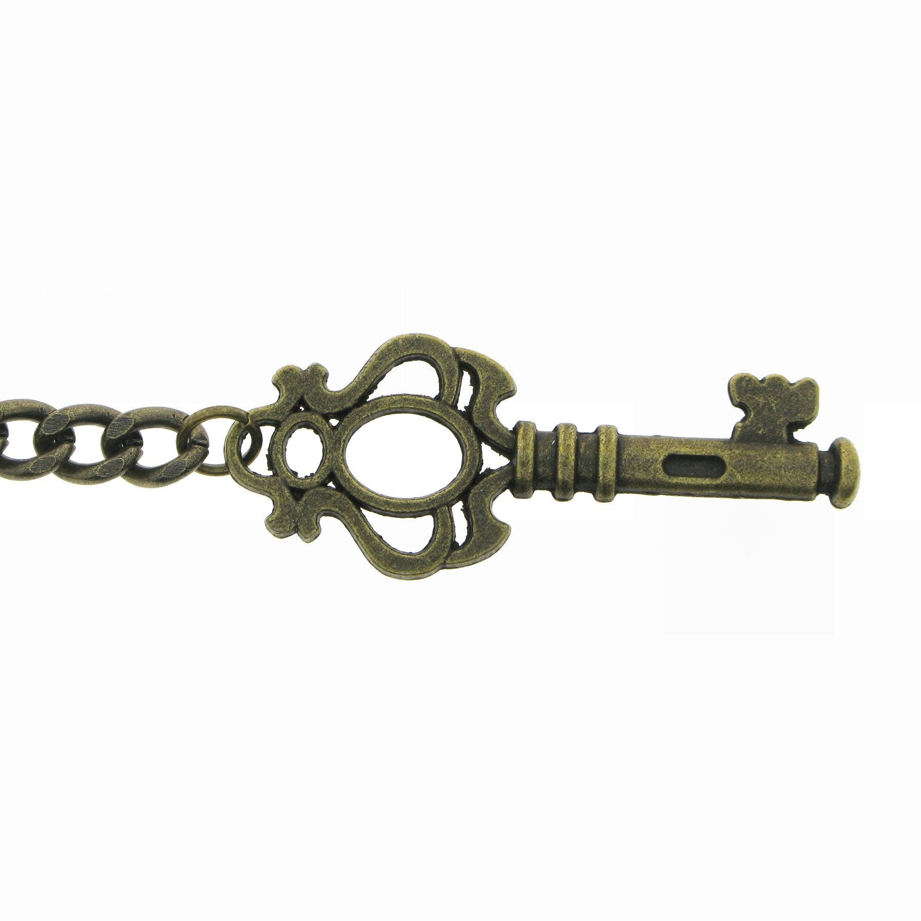 Albert Chain Pocket Watch Chains for Men Antique Brass Color with Antique Key Design Fob T Bar AC40