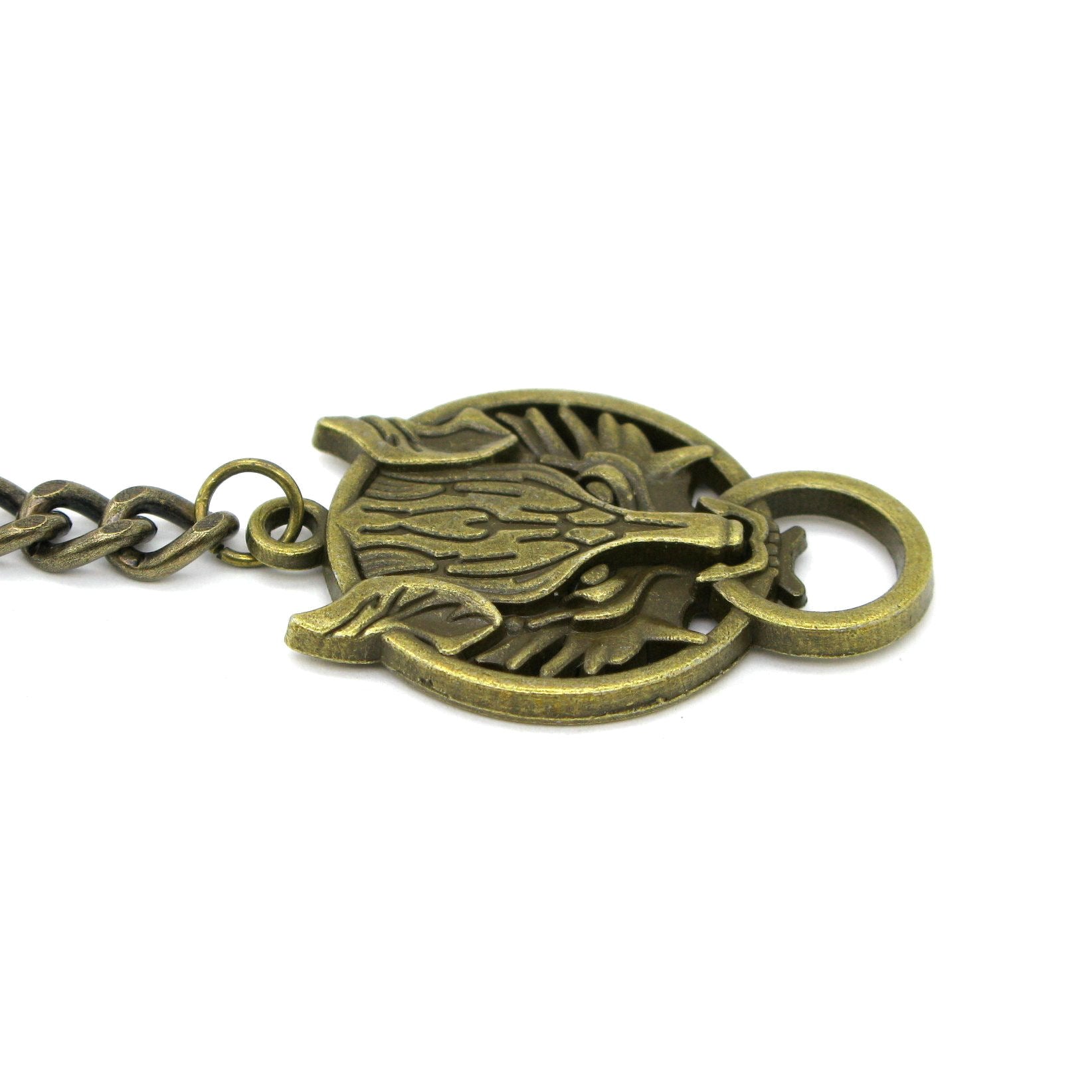 Albert Chain Pocket Watch Chains for Men Antique Brass Color with Ancient Animal Fob T Bar AC44
