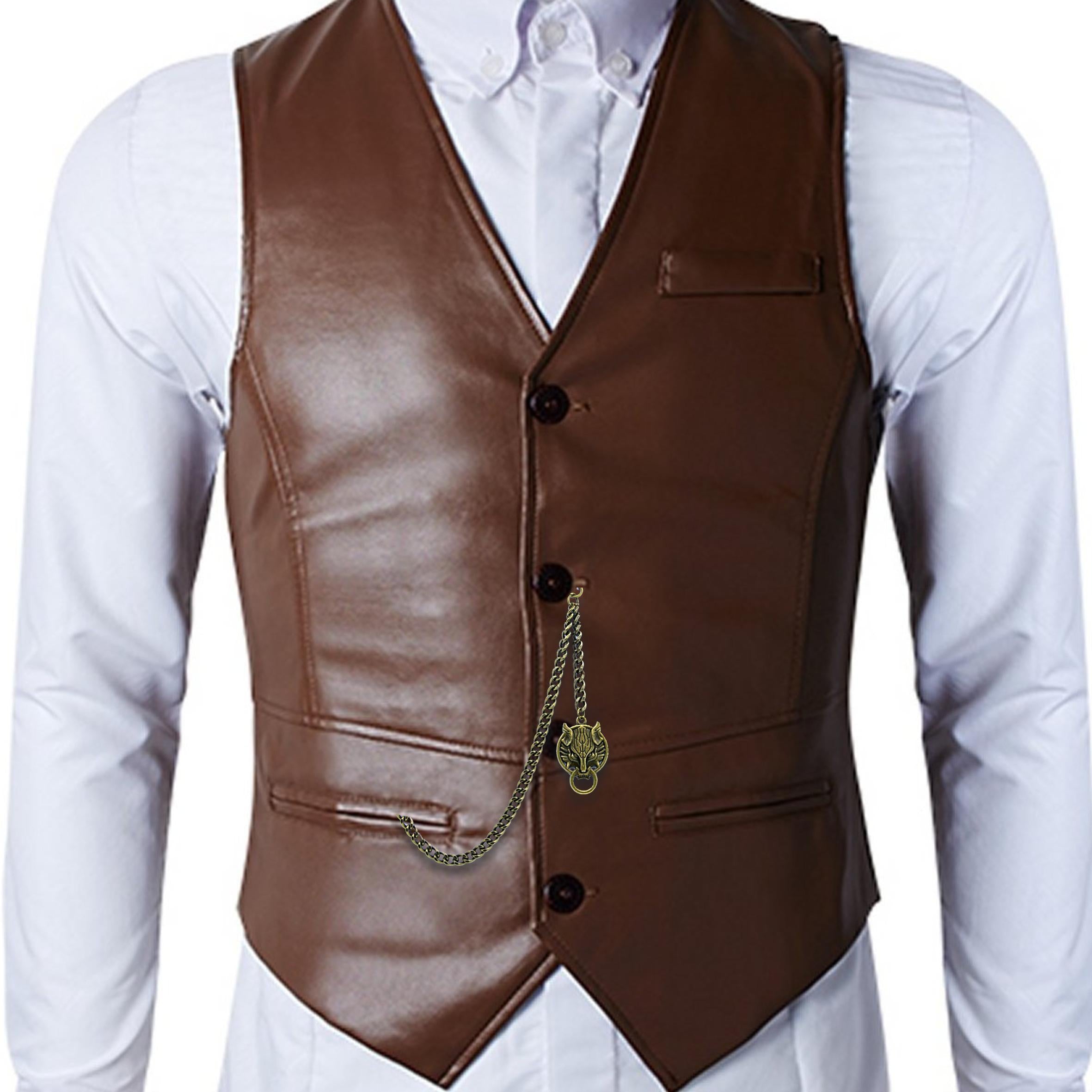 Albert Chain Pocket Watch Chains for Men Antique Brass Color with Ancient Animal Fob T Bar AC44