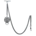 Albert Chain Silver Color Pocket Watch Chains for Men with Ancient Animal Fob Swivel Clasp T Bar AC45