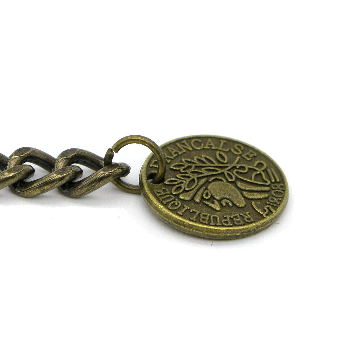 Albert Chain Pocket Watch Chains for Men Antique Brass Color with Francaise Medal Fob T Bar AC46