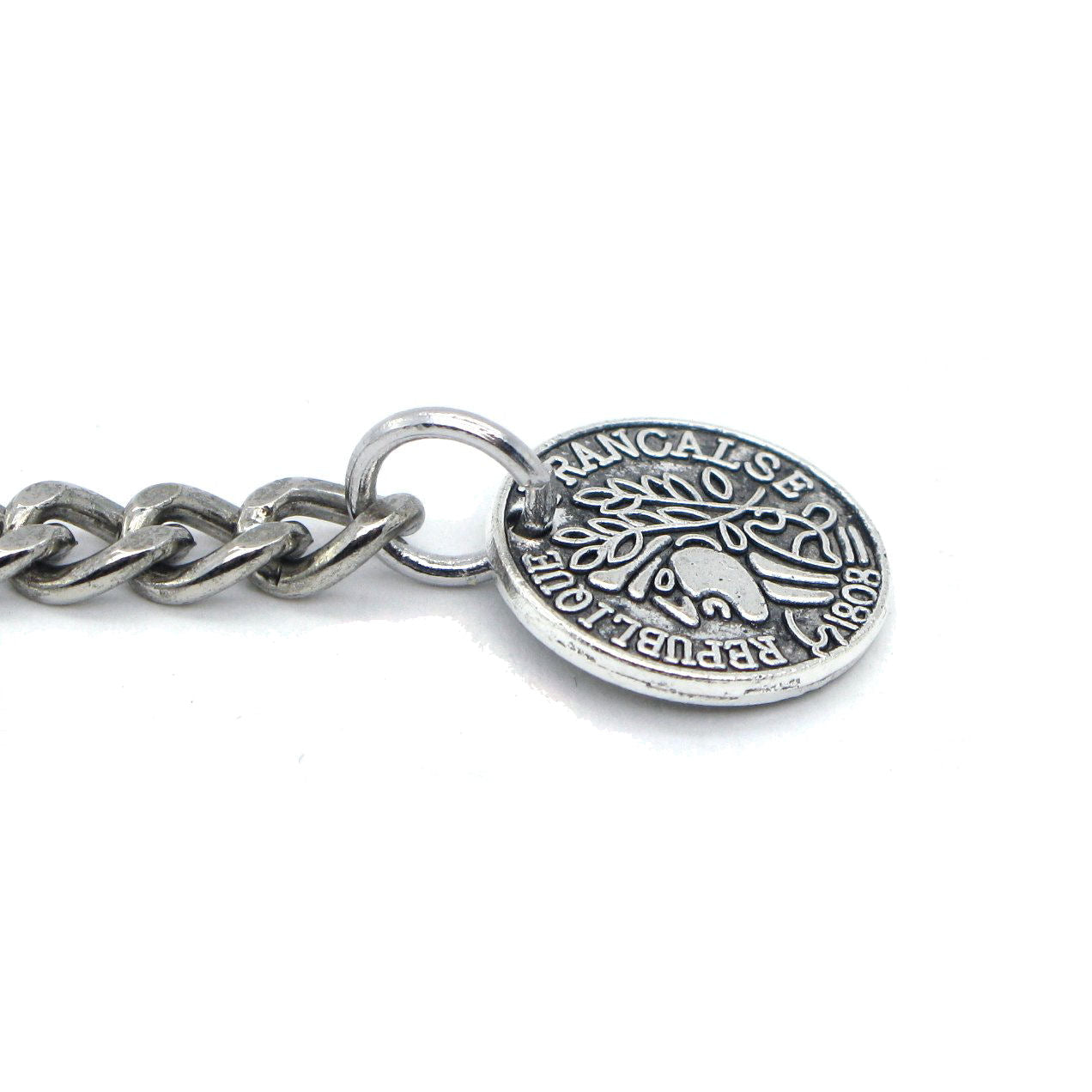 Albert Chain Silver Color Pocket Watch Chains for Men with Francaise Medal Fob T Bar AC47