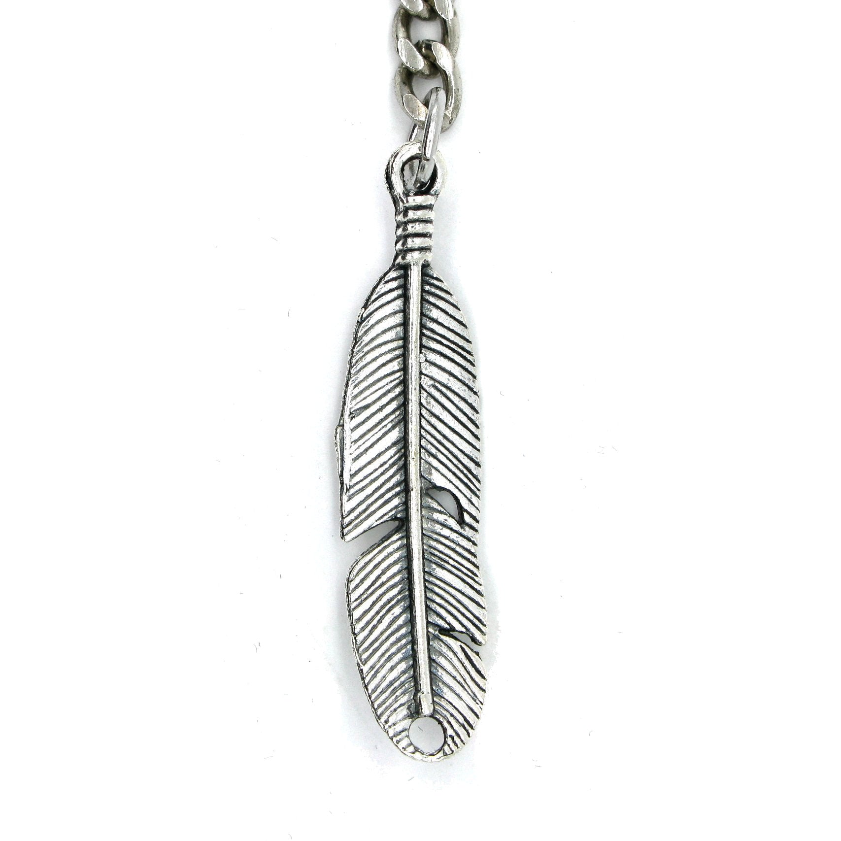 Albert Chain Silver Color Pocket Watch Chains for Men with Feather Pattern Fob T Bar AC51