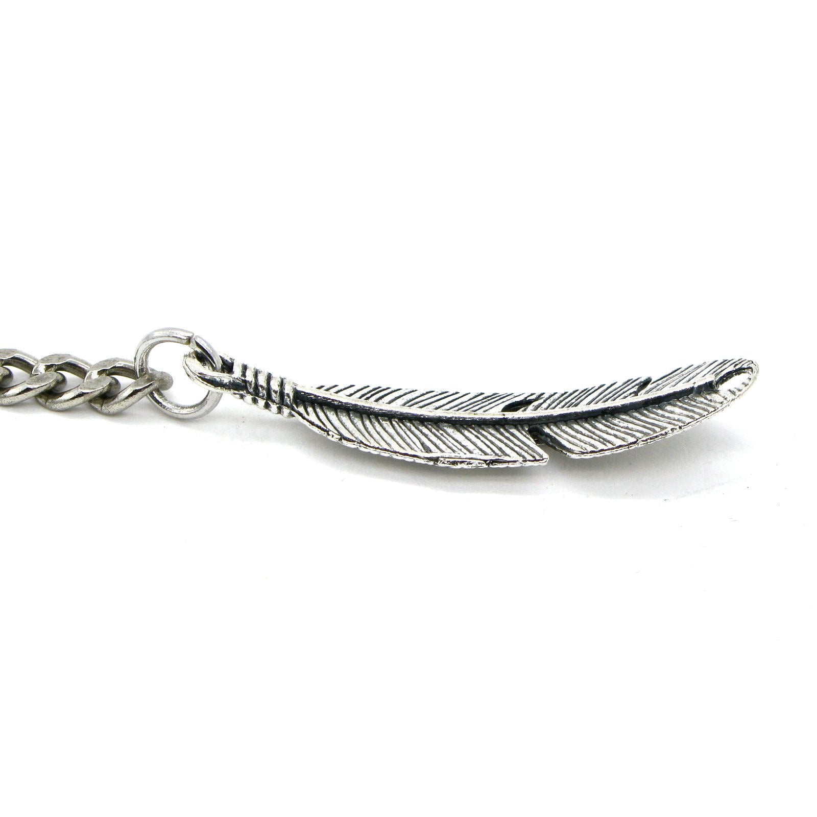 Albert Chain Silver Color Pocket Watch Chains for Men with Feather Pattern Fob T Bar AC51