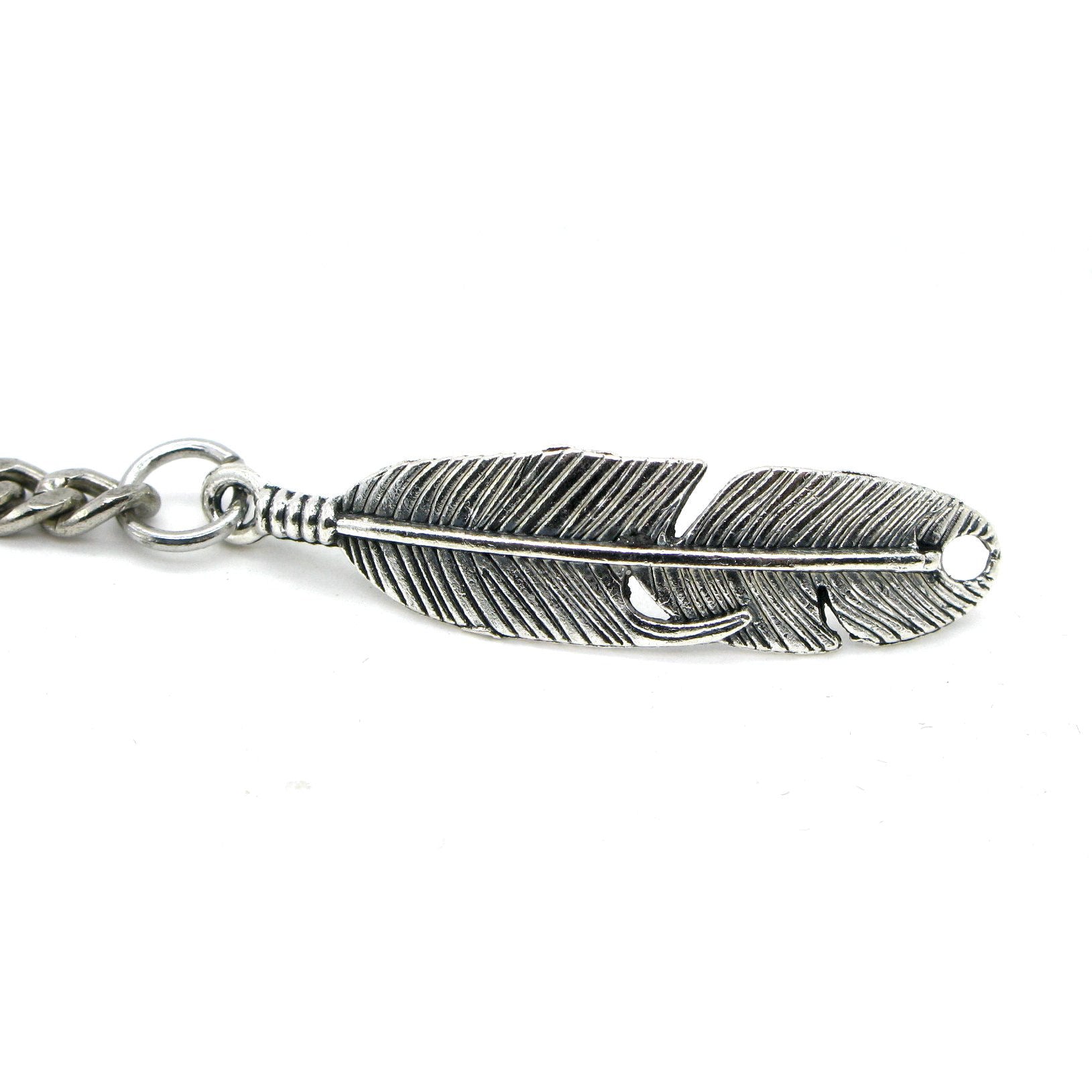 Albert Chain Silver Color Pocket Watch Chains for Men with Feather Pattern Fob T Bar AC51